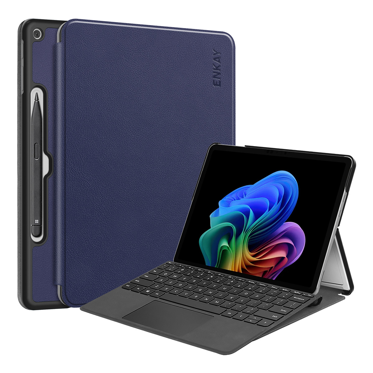 ENKAY HAT PRINCE For Microsoft Surface Pro 12inch Case PU Leather + PC Protective Cover with Stand - Dark Blue