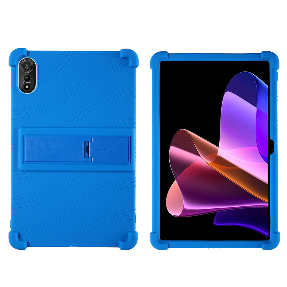 For Blackview Mega 2 Case Adjustable Kickstand Silicone Tablet Protective Cover - Dark Blue