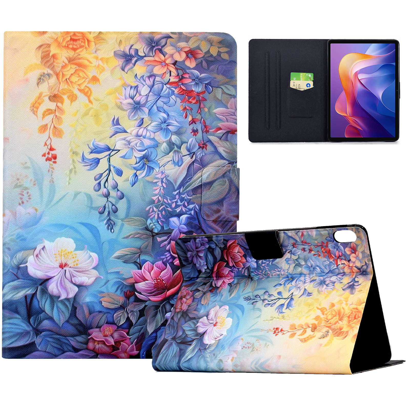 For Xiaomi Redmi Pad 2 11 Case Colorful Pattern Painting Card Slots Stand Leather Tablet Cover with Auto Sleep / Wake - Blossom