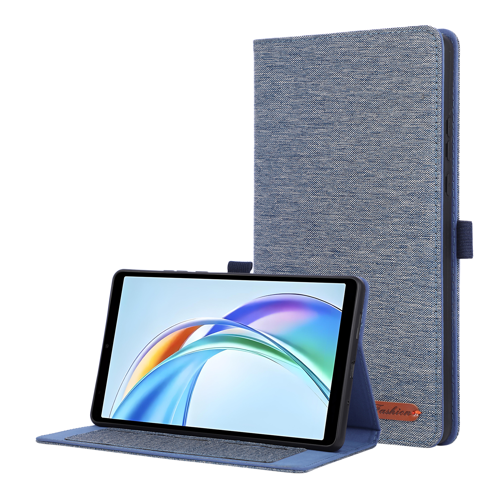 For Honor Pad X7 Case with Stand Card Holder Cloth Texture Leather Tablet Cover - Blue