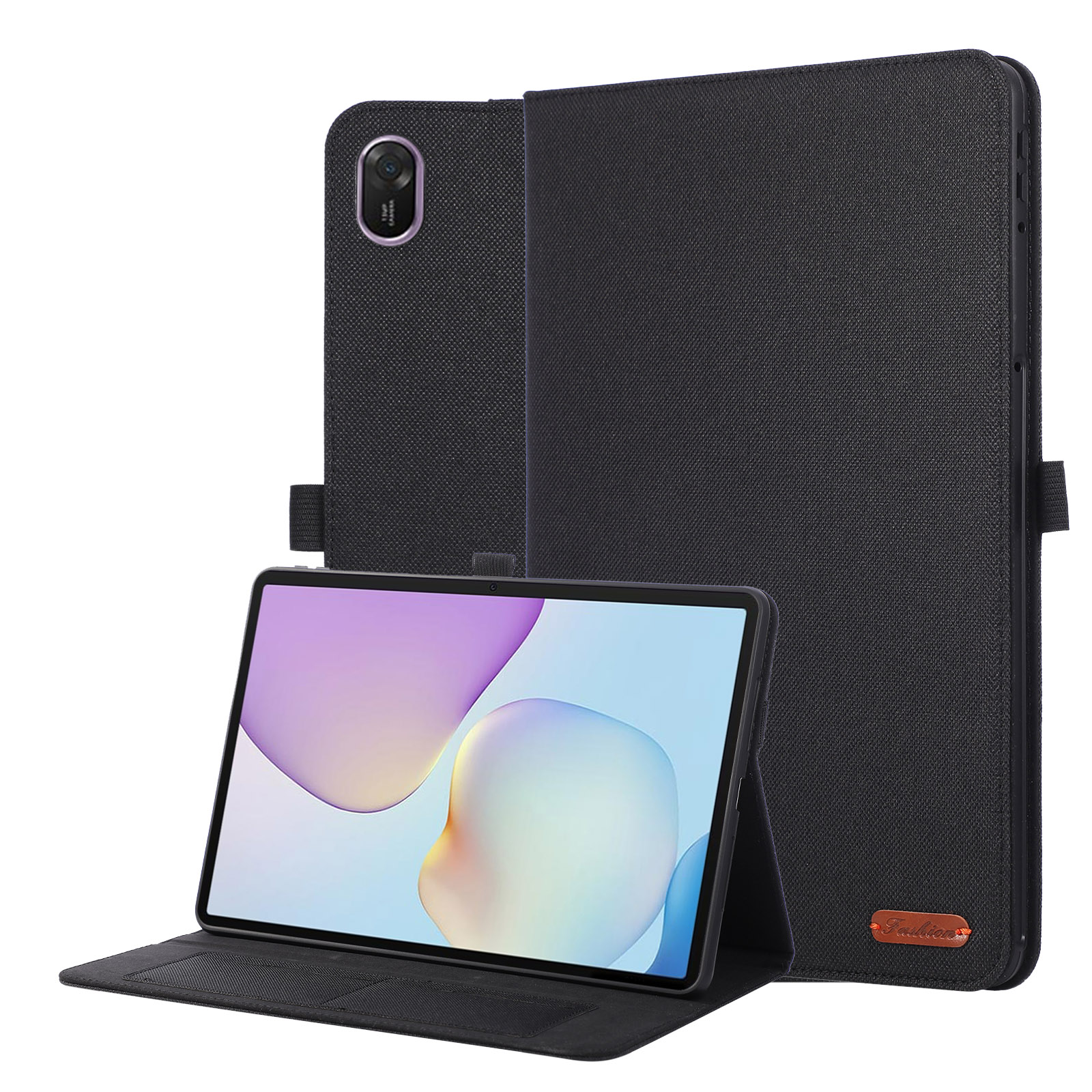 For Huawei MatePad 11.5 2025 Case with Stand Card Holder Cloth Texture Leather Tablet Cover - Black