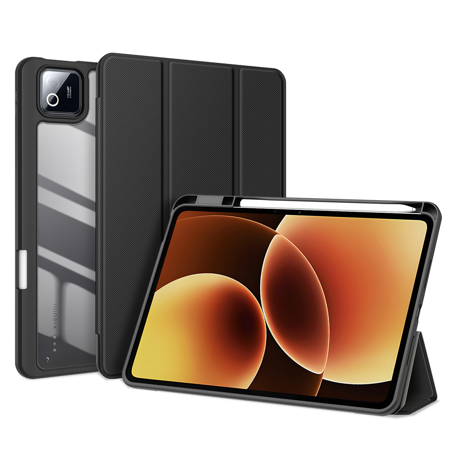 DUX DUCIS For Xiaomi Pad 8 Pro / Pad 8 / Pad 7 Pro / Pad 7 Case  TOBY Series Tri-fold Stand PU Leather Tablet Cover - Black