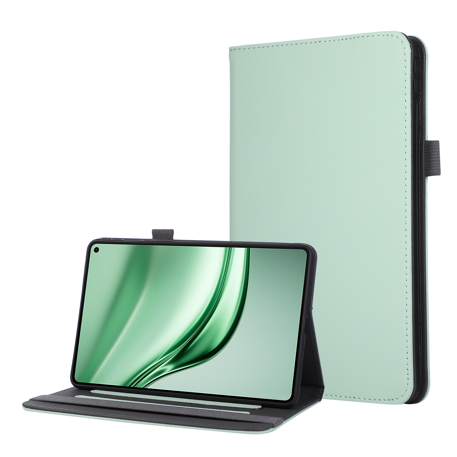 For Huawei MatePad Mini Case Foldable Stand Leather Tablet Cover with Handheld Wristband - Green