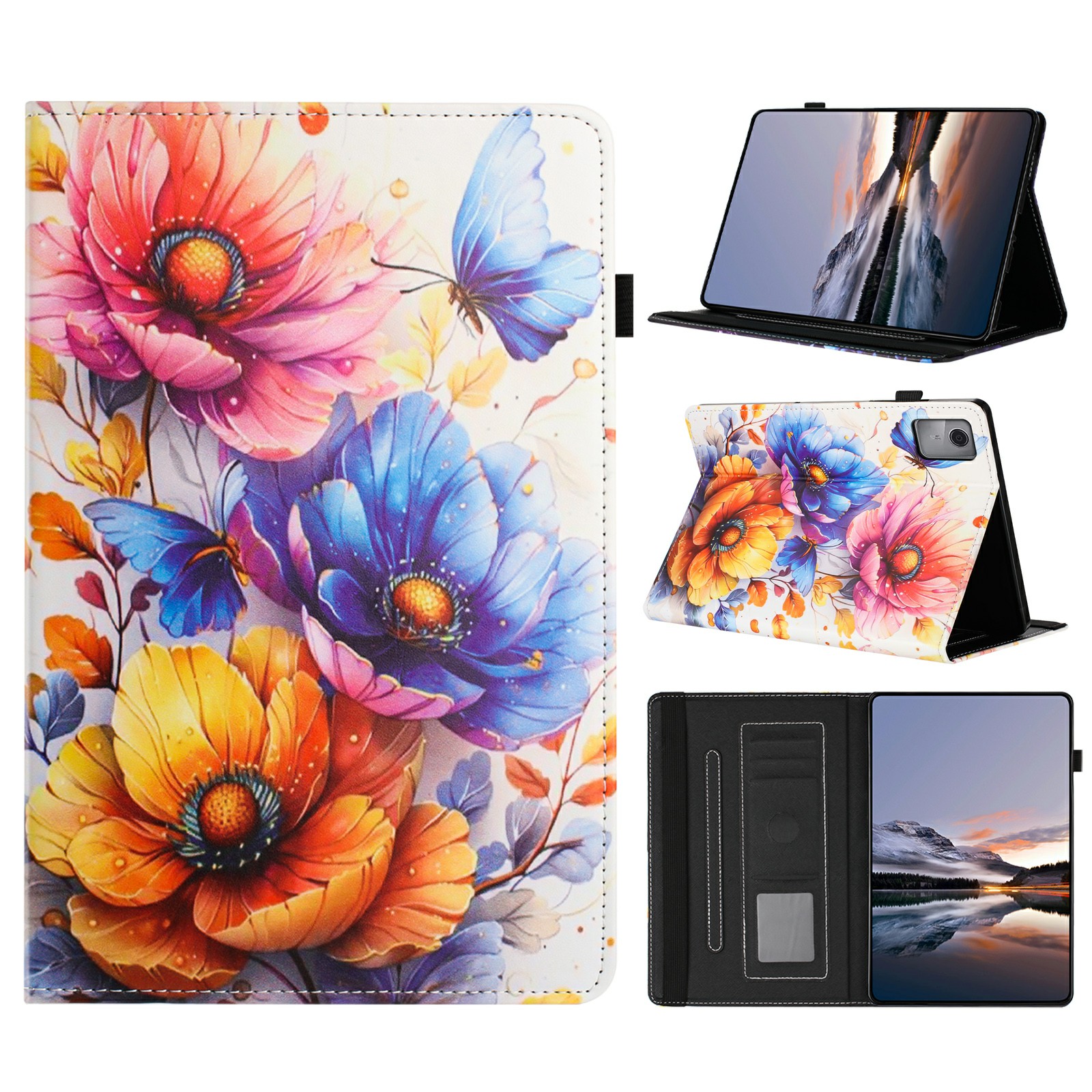 Litchi Grain Painting Leather Case for Xiaomi Redmi Pad 2 11 Card Slot Tablet Cover with Auto Wake  /  Sleep - Flower