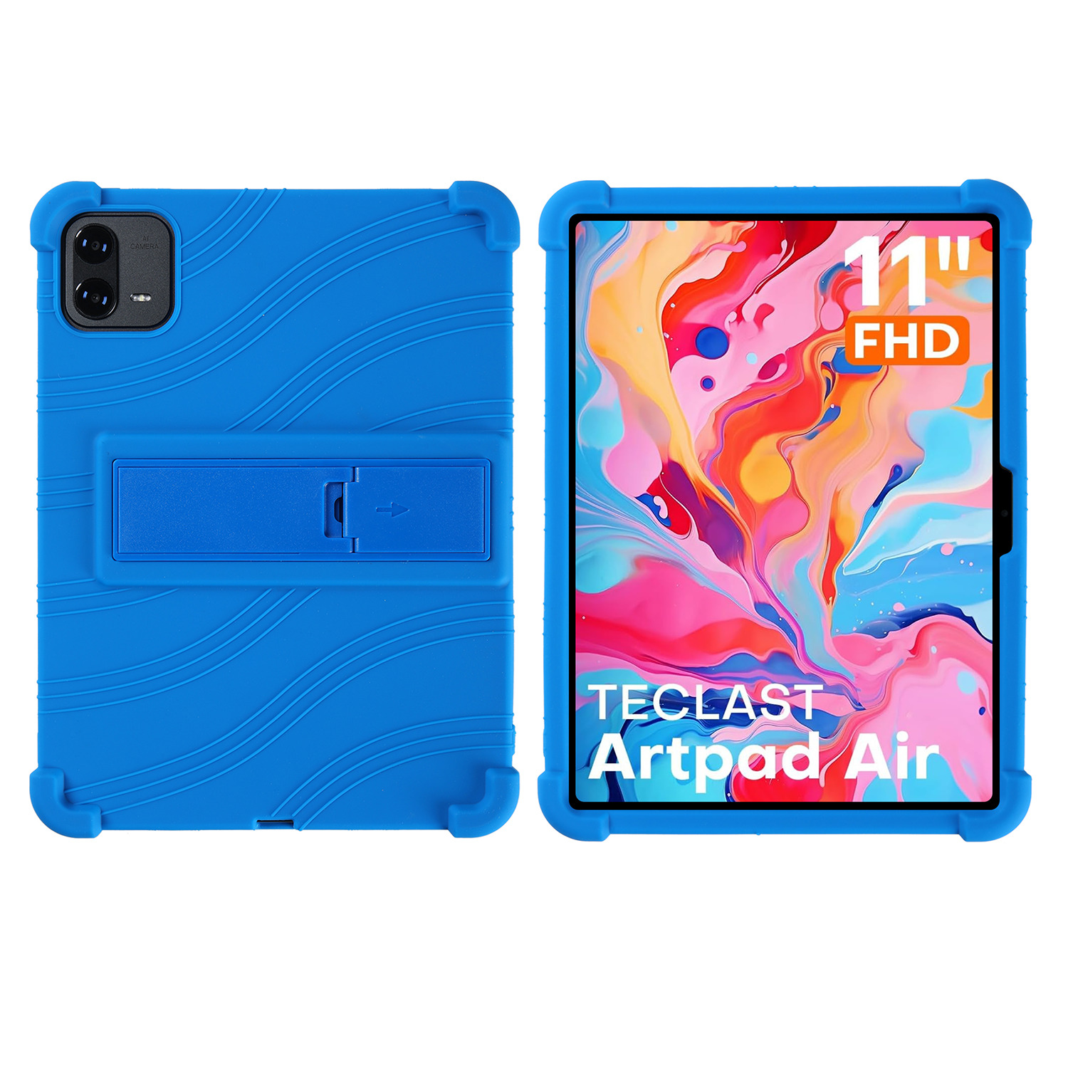 For Teclast ArtPad Air Case Adjustable Kickstand Silicone Tablet Protective Cover - Dark Blue