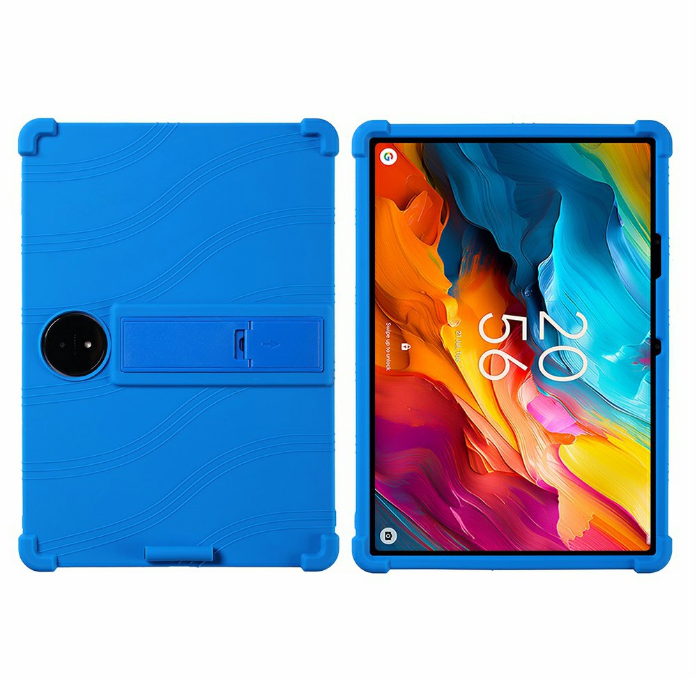 For TCL NxtPaper 14 Case Adjustable Kickstand Silicone Tablet Protective Cover - Dark Blue