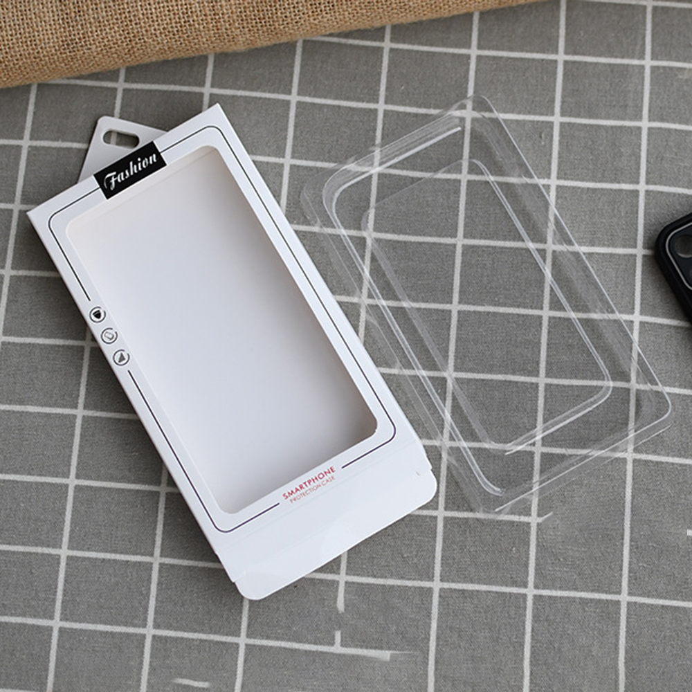18 x 10 x 1.5cm Packaging Box with Blister Inner Tray Hanging Hook Display Window Phone Case Package - White