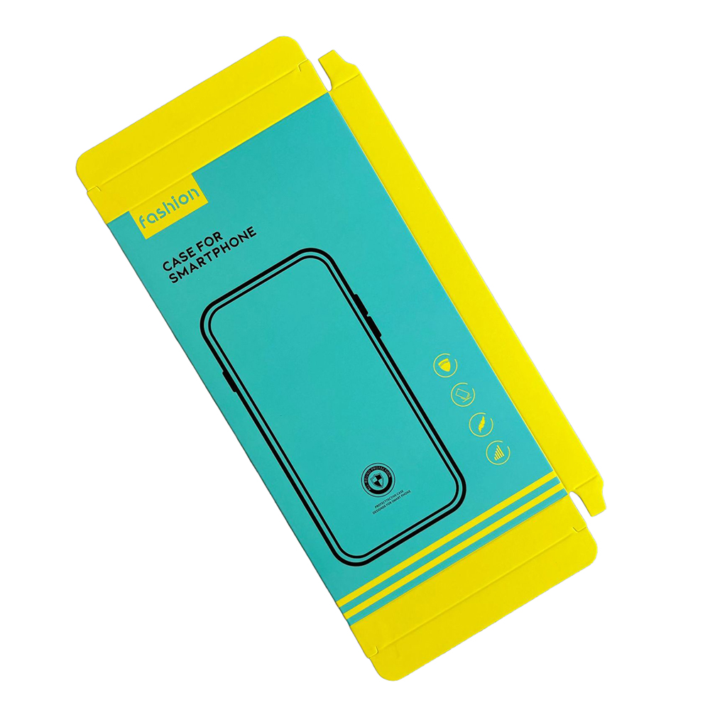 k2 18.2 x 10 x 1.5cm Phone Case Packaging Box with Blister Inner Tray Phone Cover Paper Box (without Window) - Blue  /  Yellow