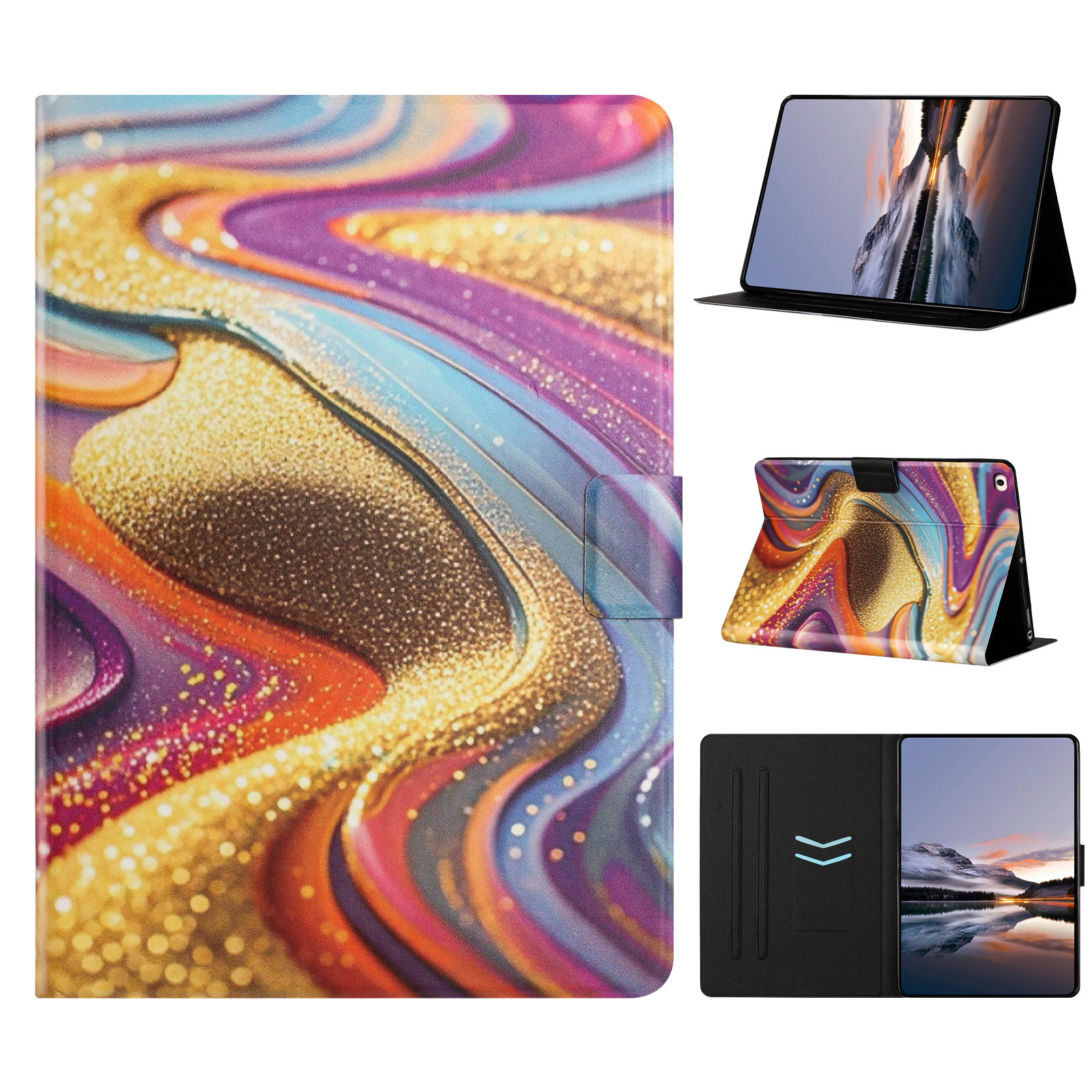Tablet Case for iPad Mini  /  Mini 2  /  mini 3  /  mini 4  /  mini (2019) 7.9 inch Litchi Texture TPU + PU Leather Protective Cover - Golden Sand