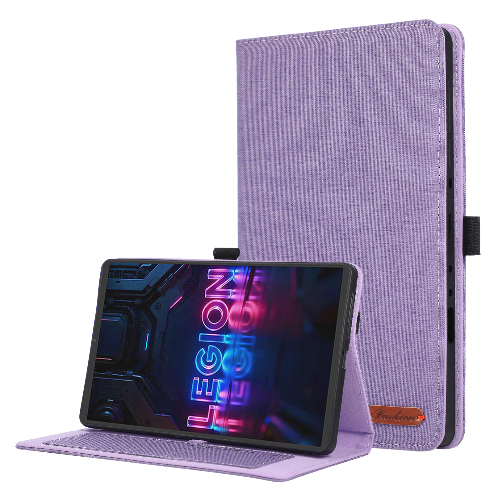 For Lenovo Legion Y700 (Gen 5) Case with Stand Card Holder Cloth Texture Leather Tablet Cover - Purple