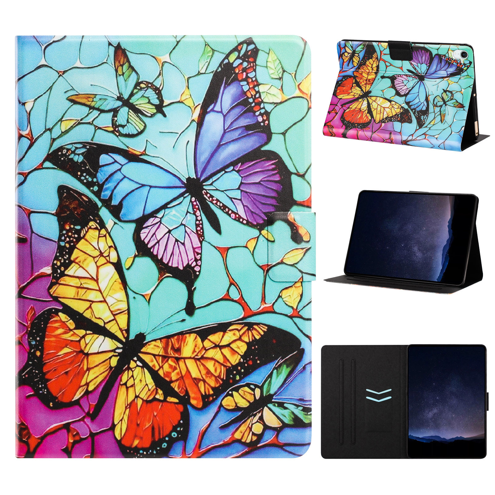 Tablet Case for iPad mini (2024)  /  (2021) Leather Stand Case with Card Slots Litchi Pattern Magnetic Flip Protective Cover - Butterfly