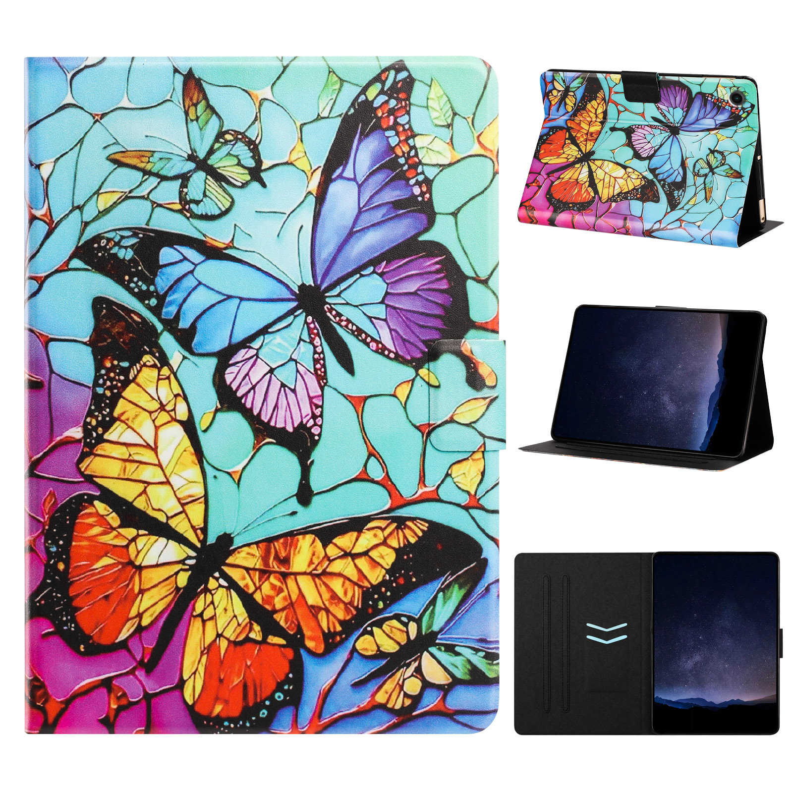 Tablet Case for Samsung Galaxy Tab A8 10.5 (2022)  /  (2021) Leather Stand Case with Card Slots Litchi Pattern Magnetic Flip Protective Cover - Butter