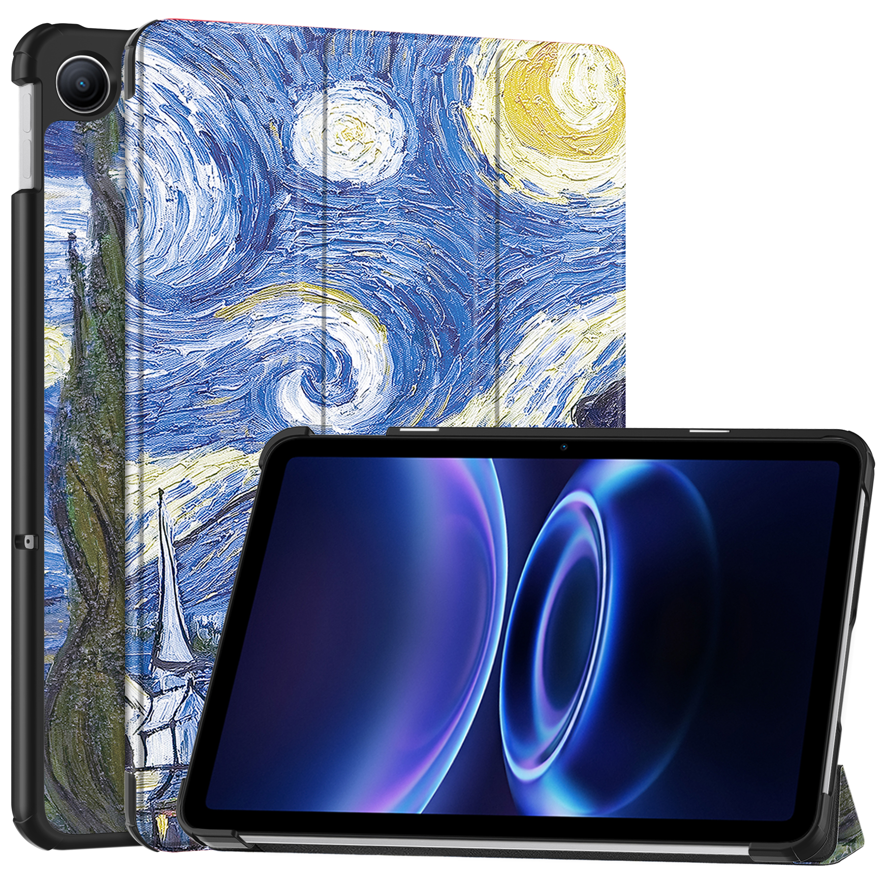 For Xiaomi Redmi Pad 2 9.7 / Pad 2 SE Case Tri-fold Stand Pattern Print Leather Tablet Cover - Starry Sky