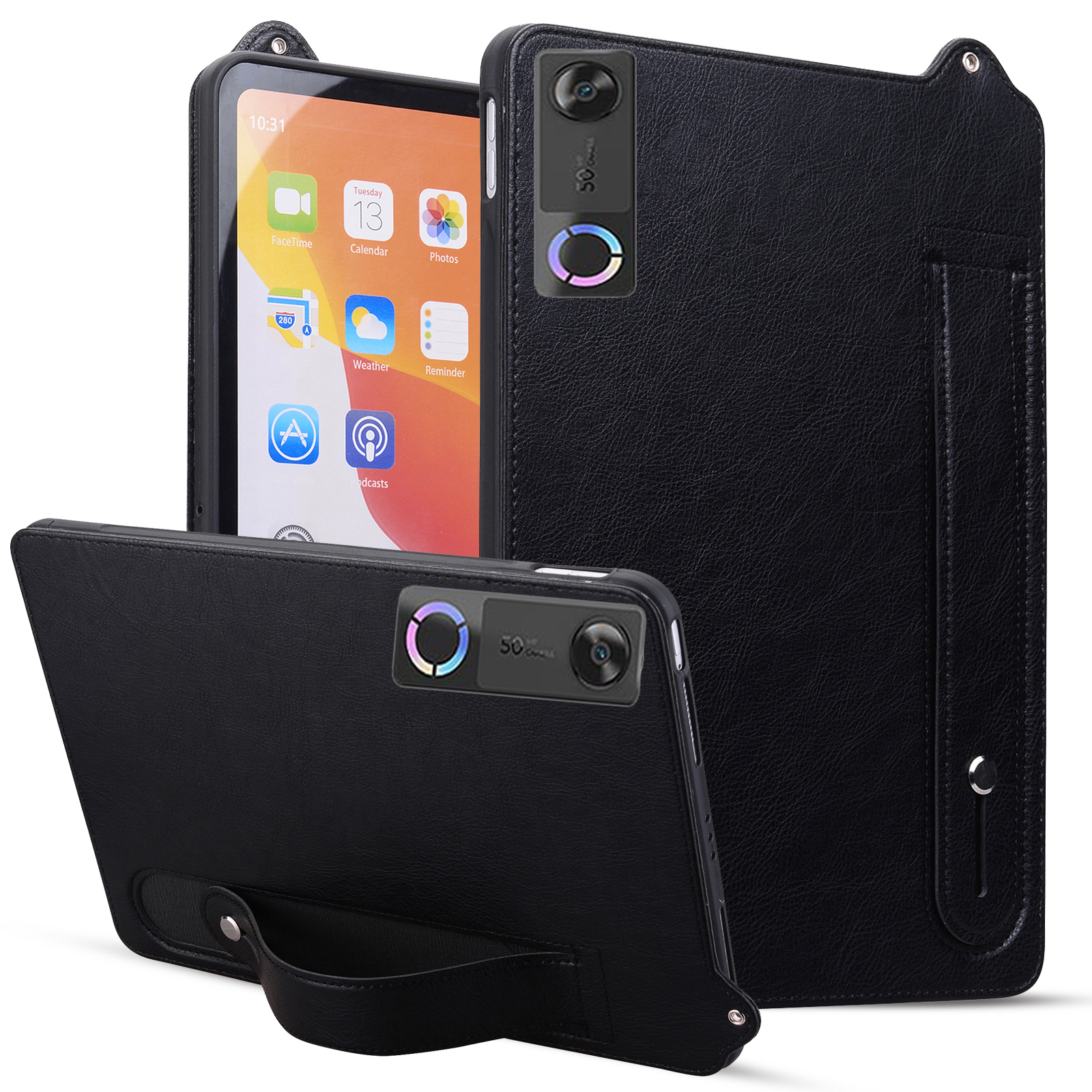 For Lenovo Legion Y700 (Gen 5) Case Hand Strap Kickstand Leather Tablet Cover - Black