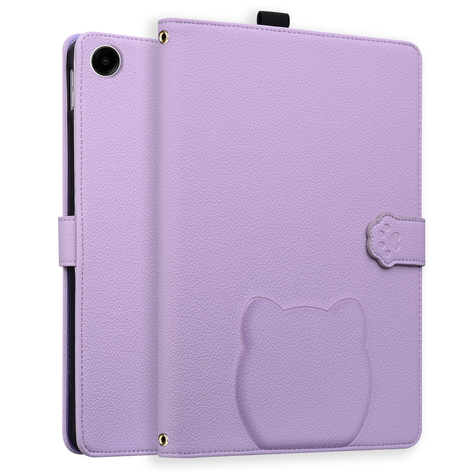 For Xiaomi Redmi Pad 2 9.7 / Pad 2 SE Wallet Case Leather Stand Table Cover with Stylus Holder, 3D Effect Cat Pattern - Purple