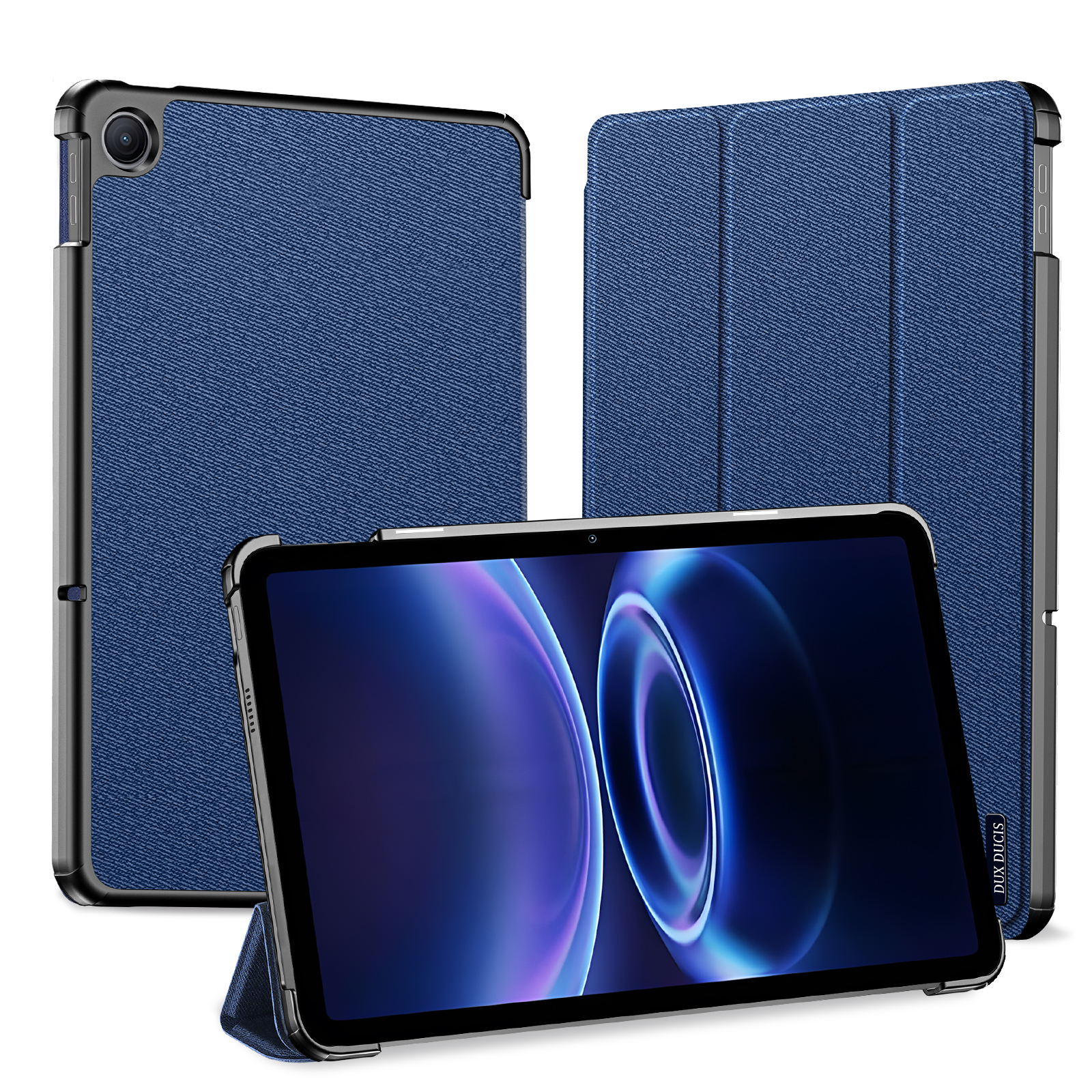 DUX DUCIS for Xiaomi Redmi Pad 2 SE / Redmi Pad 2 9.7 Case  Domo Series Tri-fold Stand PU Leather Tablet Cover - Blue
