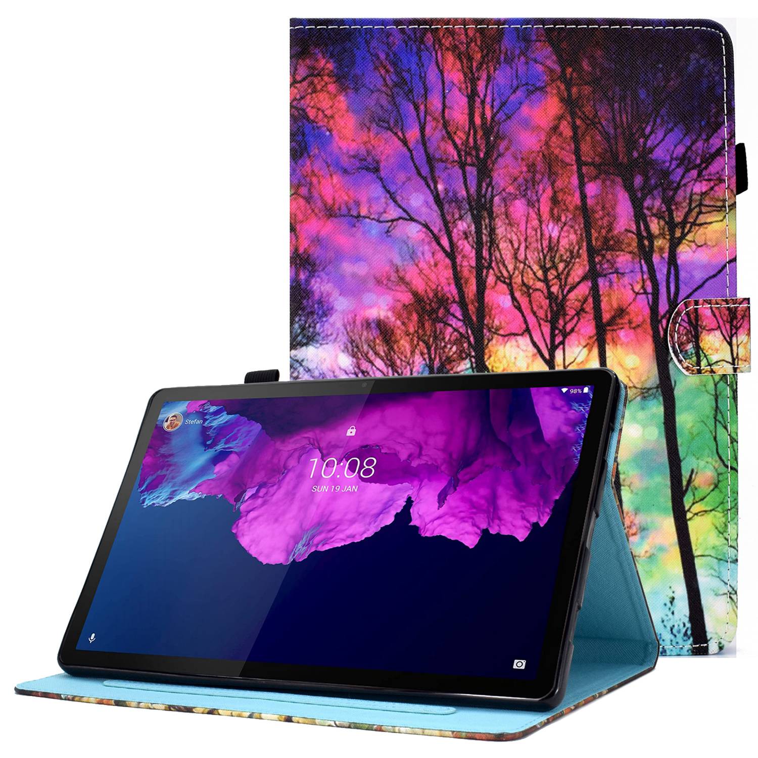 

Für Lenovo Tab P11 J606F Stitching Lederständer Flip Deckabdeckung Muster Druckkarten -slots Magnetic Protective Tablet Hülle Mit Bleistifthalter - Wald, Lenovo Tab P11 5G