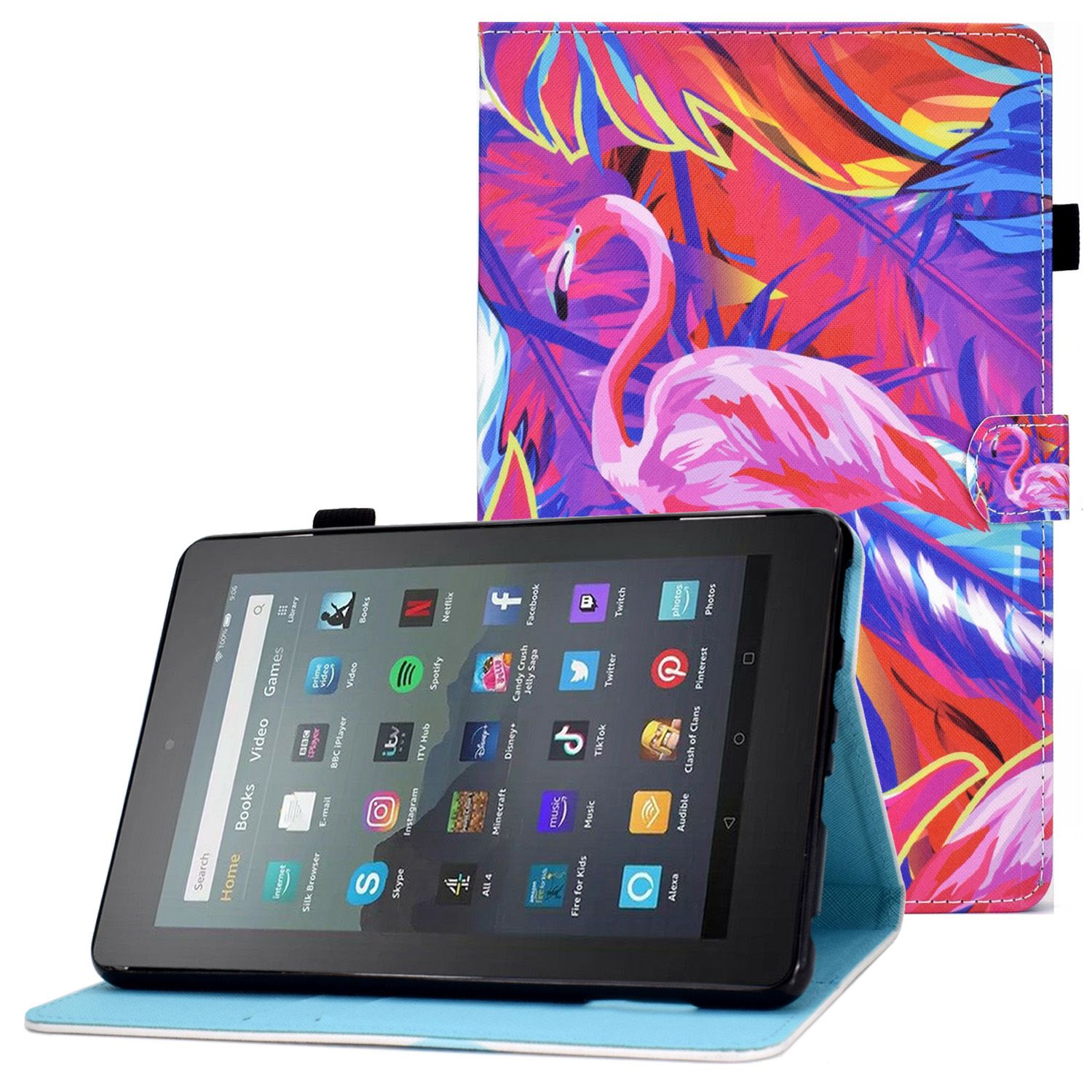 

Einstellbarer Stand Tablet Hülle Für Amazon Fire 7 (2022), Stichmuster Druck PU Lederkartenhalter Schutzabdeckung - Vogel, Amazon Fire 7 (2022)