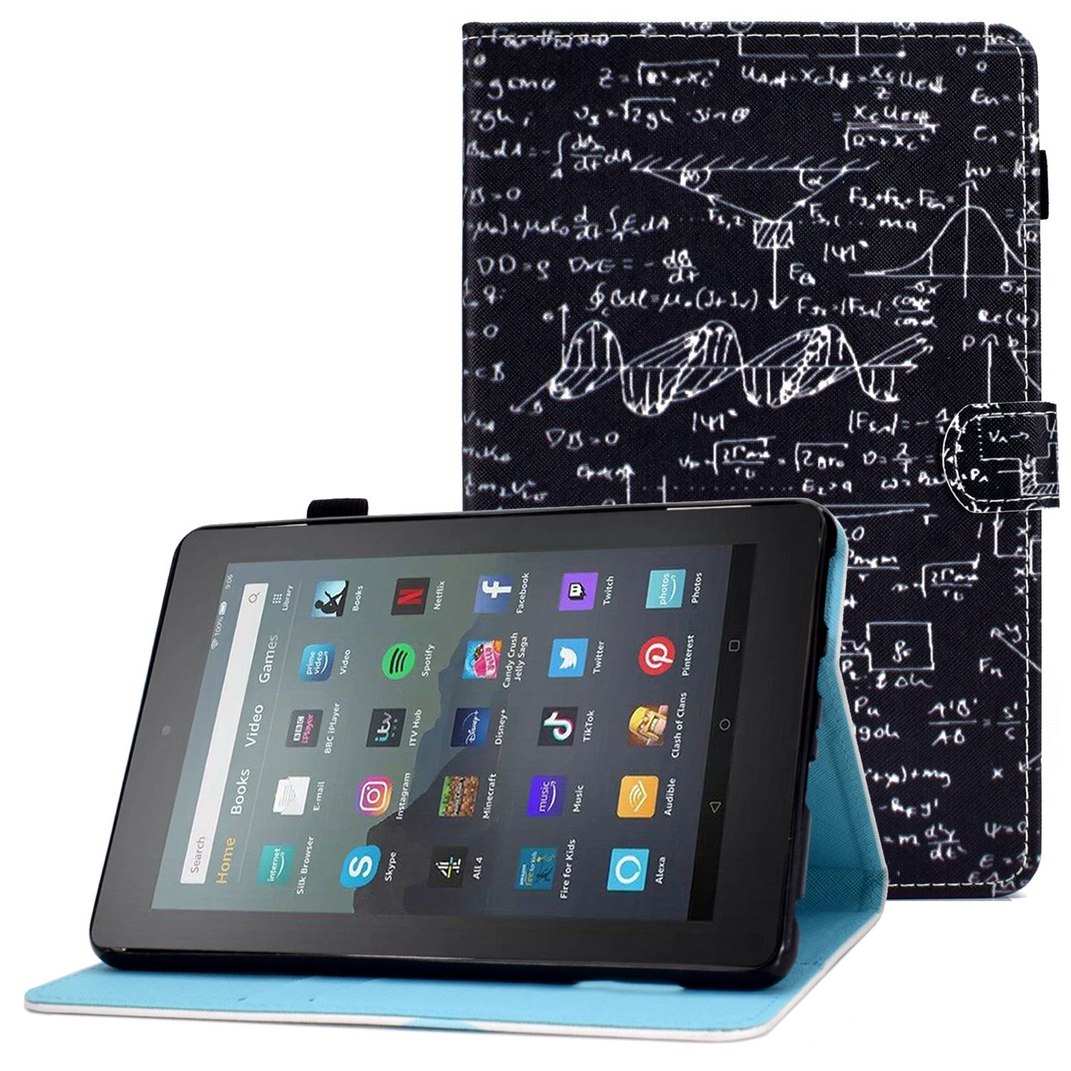 

Einstellbarer Stand Tablet Hülle Für Amazon Fire 7 (2022), Stichmuster Druck PU Lederkartenhalter Schutzabdeckung - Gleichungen, Amazon Fire 7 (2022)