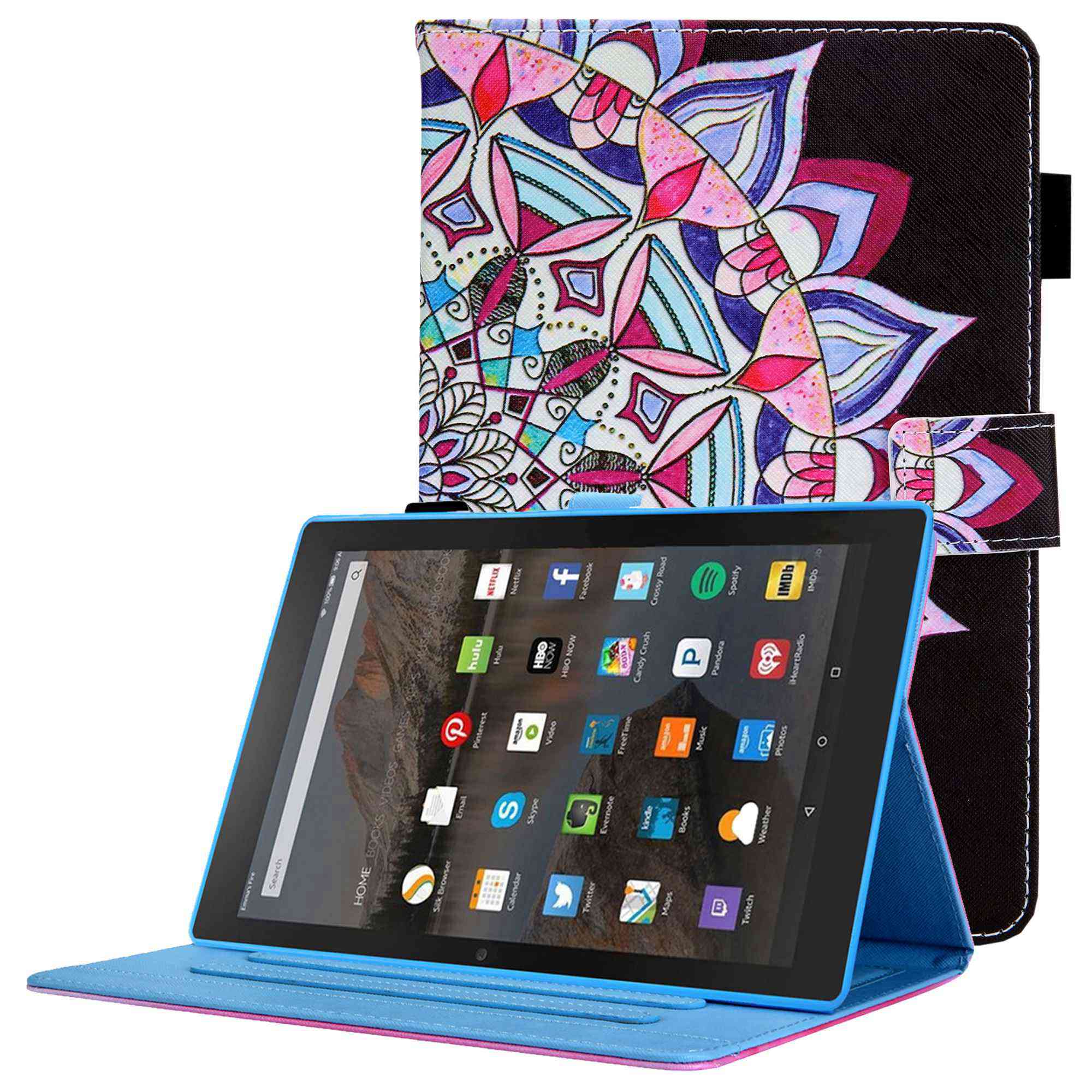 

Musterdrucktablette Hülle Für Amazon Fire 7 (2022), Standkartensteckplätze PU Leder Auto Wake / Schlaf Gegen Drogenschale - Mandala Blume, Amazon Fire 7 (2022)