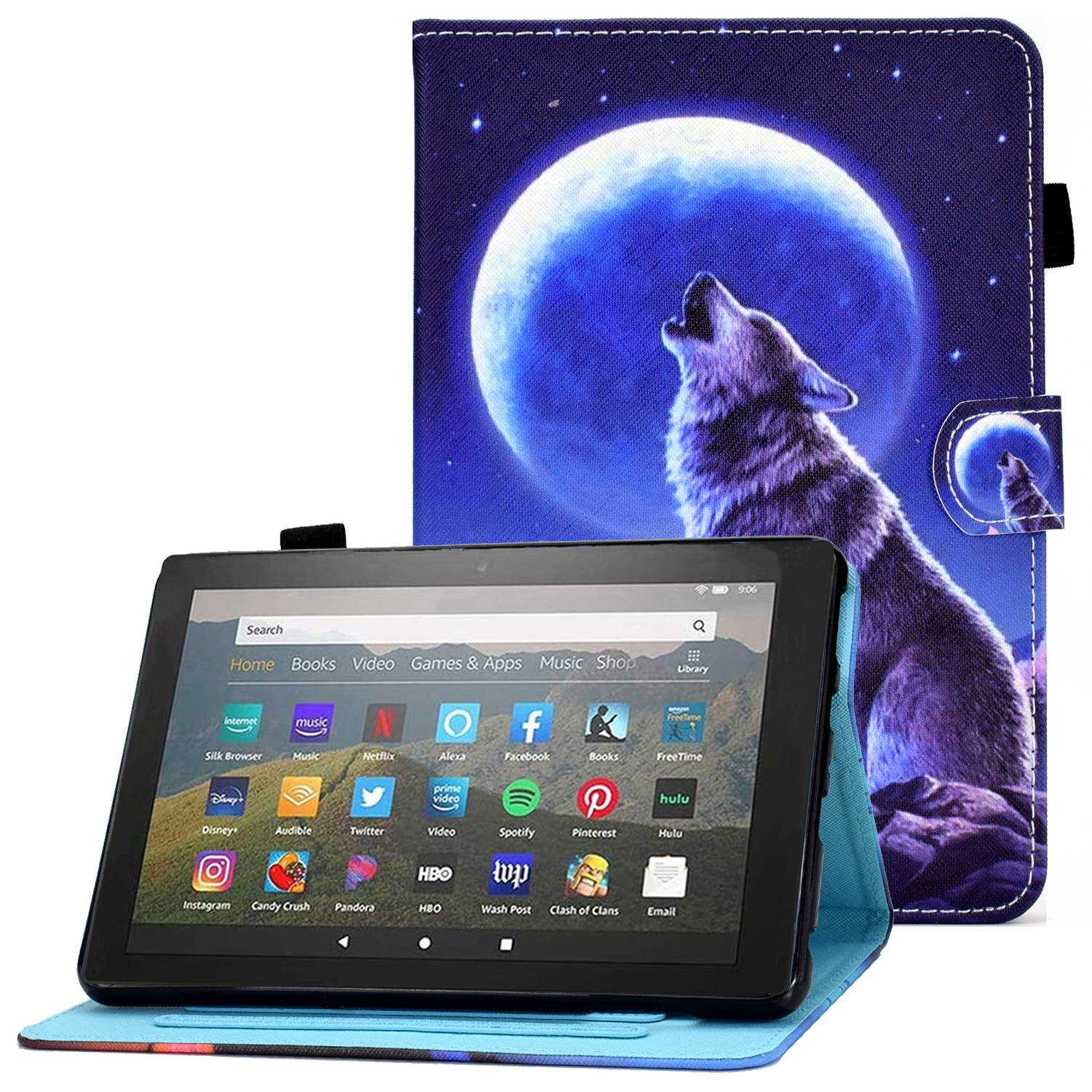 

Stichmuster -drucktablet -hülle Für Amazon Fire 7 (2022), Stand -karten -slots Stoßdichter Deckung - Nachtwolf, Amazon Fire 7 (2022)
