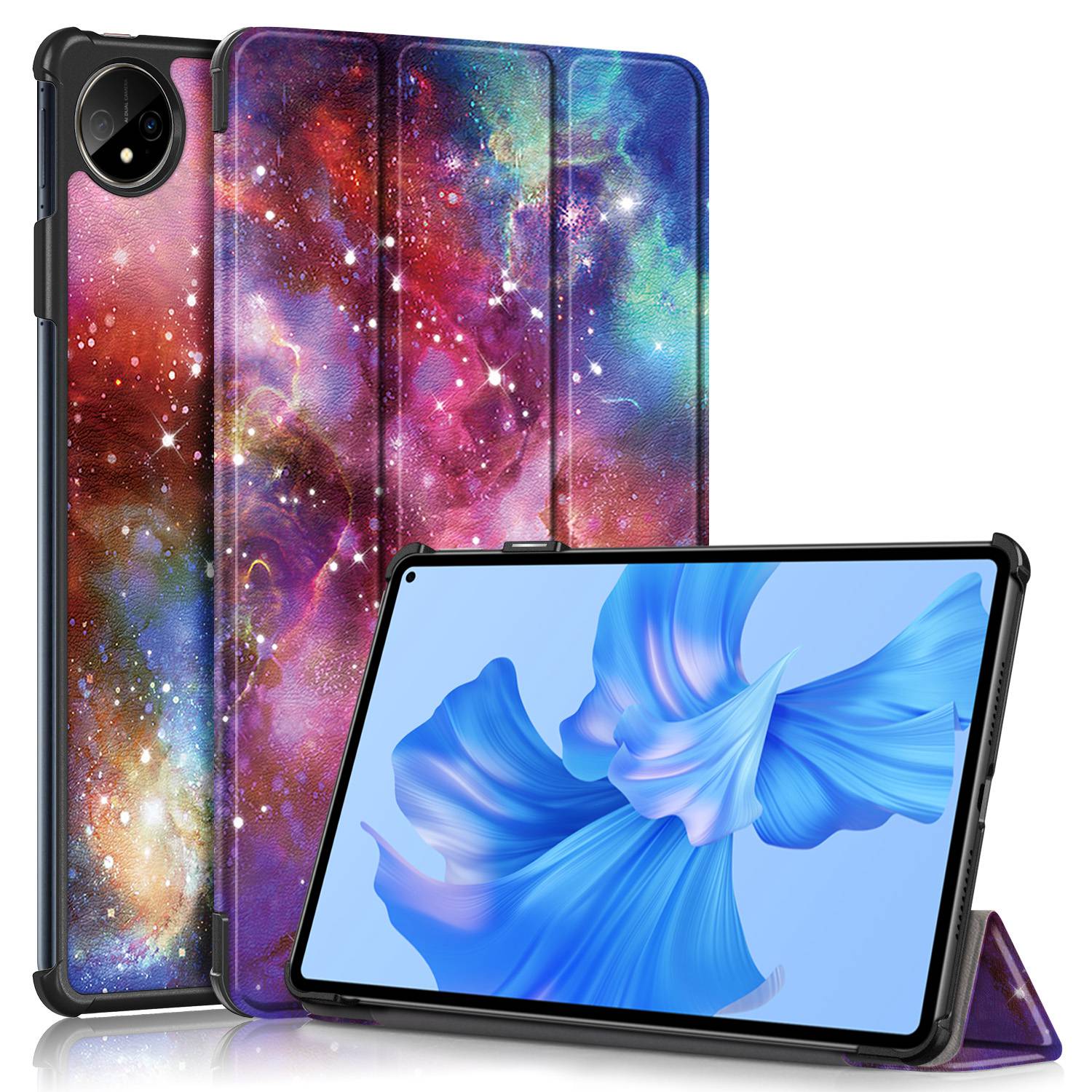 

Für Huawei Matepad Pro 11 (2022) Auto -wake / Schlaffunktion Triflold Ledermuster Gedrucktes Tablet Hülle Magnetabdeckung - Die Milchstraße, Huawei MatePad Pro 11 (2022)