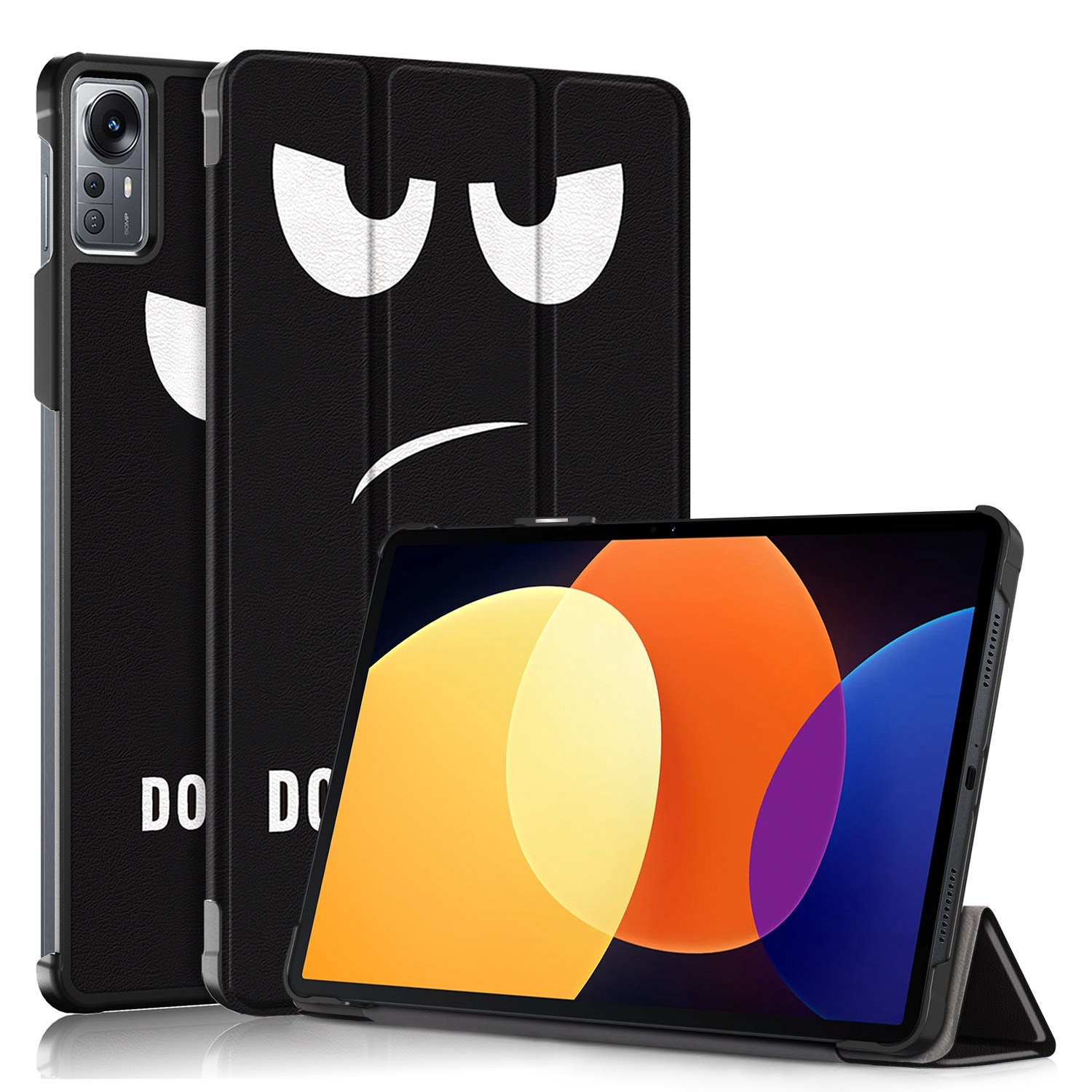 

Für Xiaomi Pad 5 Pro 12.4 (2022) Triufold Ledermuster Gedrucktes Tablet Case Auto Wake / Schlafmagnetabdeckung - Berühre Mich Nicht, Xiaomi Pad 5 Pro 12.4 (2022)