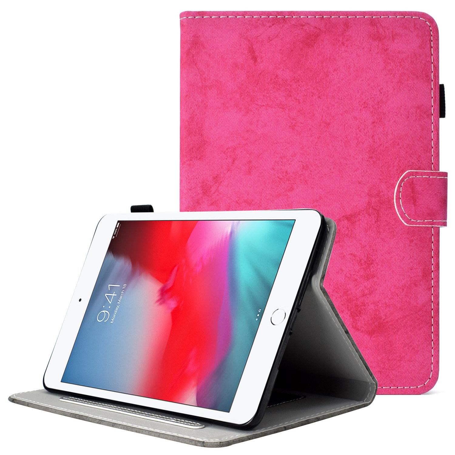 

Для iPad Mini (2019) 7,9 Дюйма / iPad mini 4 / 3 / 2 / 1 Тканевая Текстура PU - Роза, iPad mini (2019) 7.9 inch