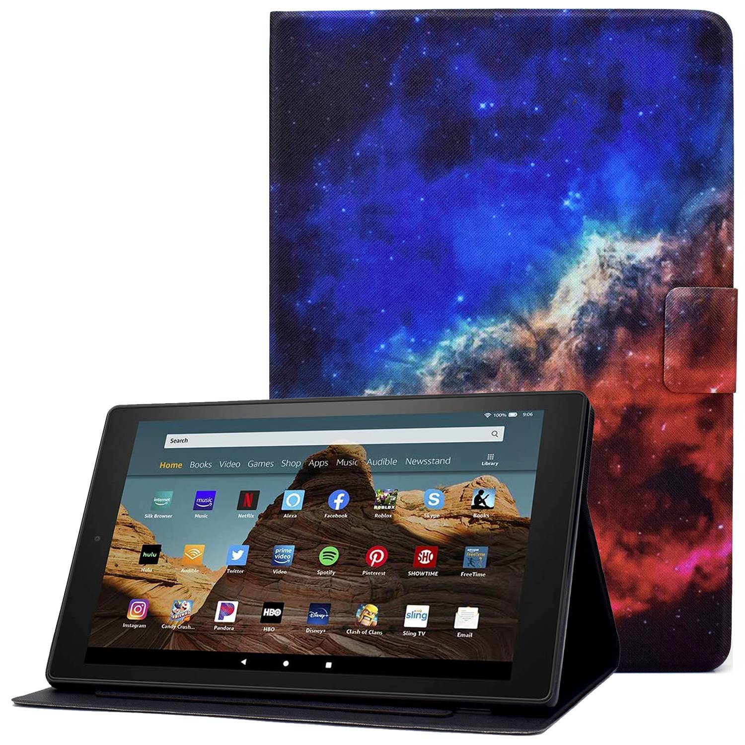 

Für Amazon Fire HD 10 (2015) /(2017) /(2019) Muster Drucktablettenabdeckungskarten -slots PU Leder Magnetic Clasp Stand Hülle - Sternenklarer Himmel, Amazon Fire HD 10 (2015)