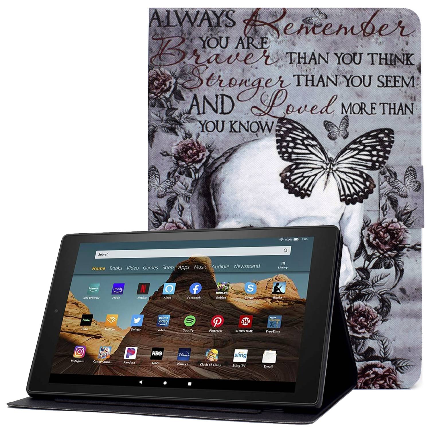 

Für Amazon Fire HD 10 (2015) /(2017) /(2019) Muster Drucktablettenabdeckungskarten -slots PU Leder Magnetic Clasp Stand Hülle - Schädel, Amazon Fire HD 10 (2015)