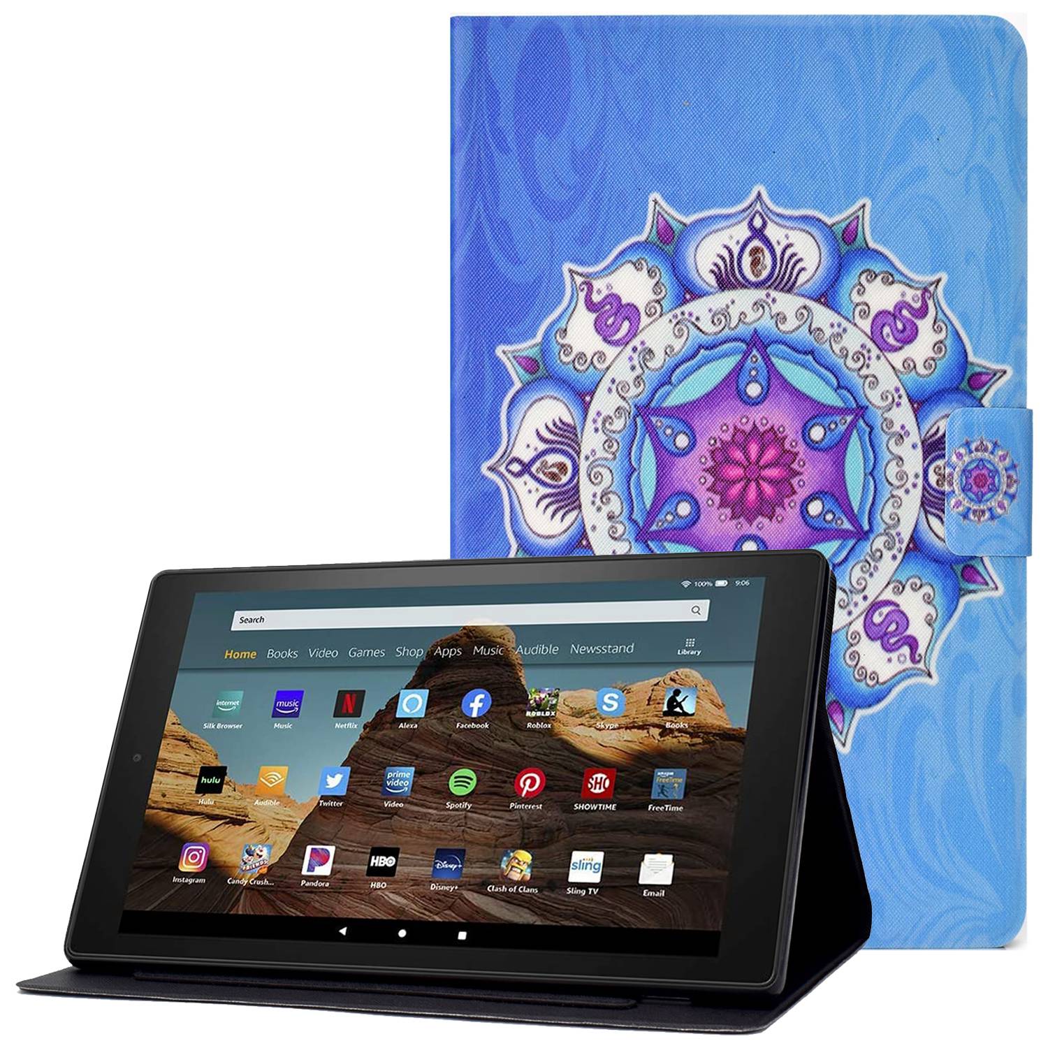 

Für Amazon Fire HD 10 (2015) /(2017) /(2019) Muster Drucktablettenabdeckungskartenhalter PU Leder Anti-scratch-stand Hülle - Gyro, Amazon Fire HD 10 (2015)