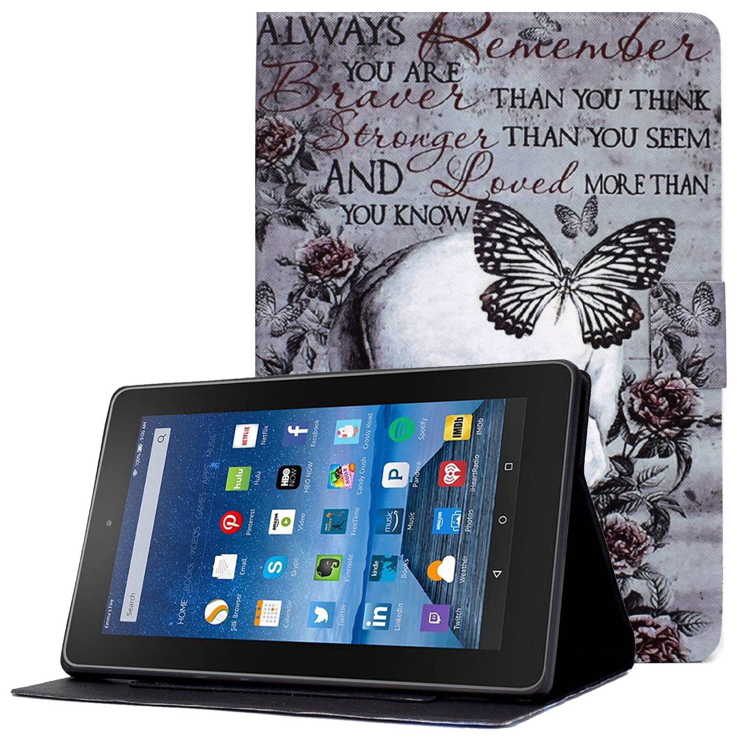 

Für Amazon Fire HD 8 (2016) /(2017) /(2018) PU Leder Klappständer Abdeckungsmuster Druckmagnetablettenhülle Mit Kartenhalter - Schädel, Amazon Fire HD 8 (2016)