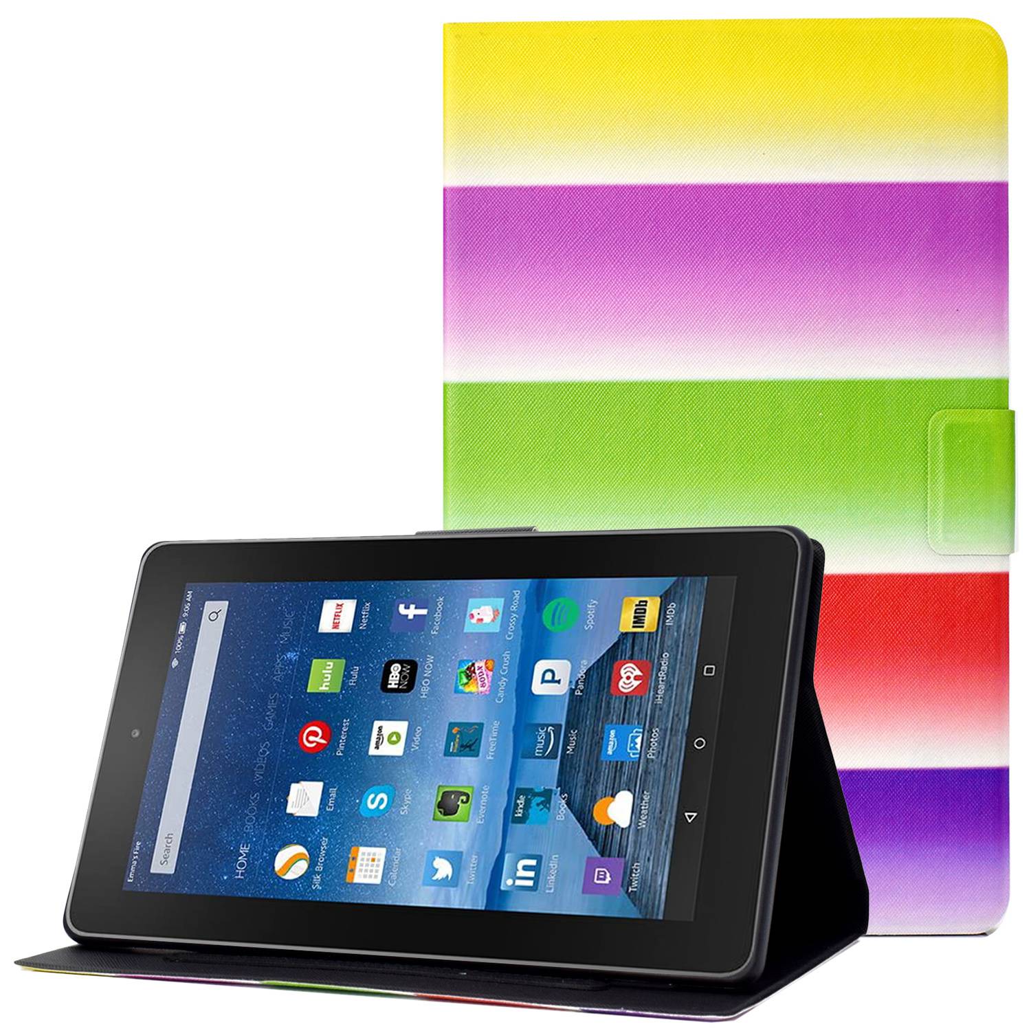 

Für Amazon Fire HD 8 (2016) /(2017) /(2018) Faltbarer Stand Tablet -fall Muster Druck PU Lederkartenhalter Schutzabdeckung - Regenbogen, Amazon Fire HD 8 (2016)
