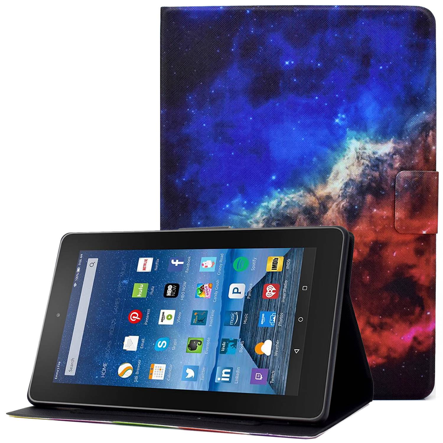 

Für Amazon Fire HD 8 (2016) /(2017) /(2018) Faltbarer Stand Tablet -fall Muster Druck PU Lederkartenhalter Schutzabdeckung - Sternenklarer Himmel, Amazon Fire HD 8 (2016)