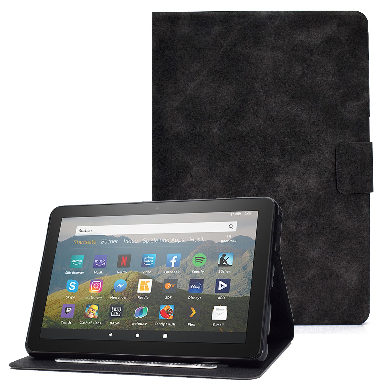 

Für Amazon Fire HD 8 (2020) Cowide Textur PU Leder Folio Flip Stand Cover Card Slots Design Protective Case - Grau, Amazon Fire HD 8 (2020)