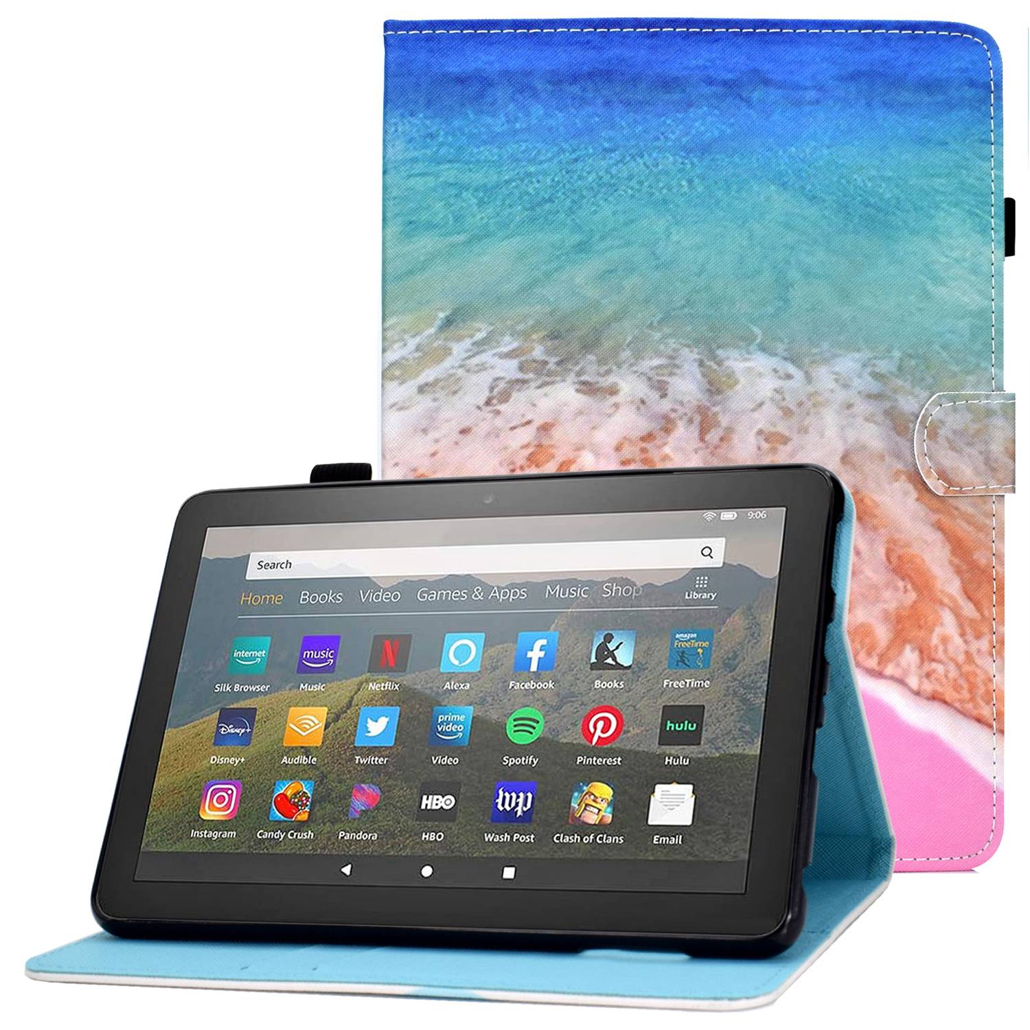 

Muster Bedruckte Ledertasche Für Amazon Kindle Fire HD 8 (2020) Schockdes Abdeckungsabdeck / Geldbörse - Ozean, Amazon Fire HD 8 (2020)