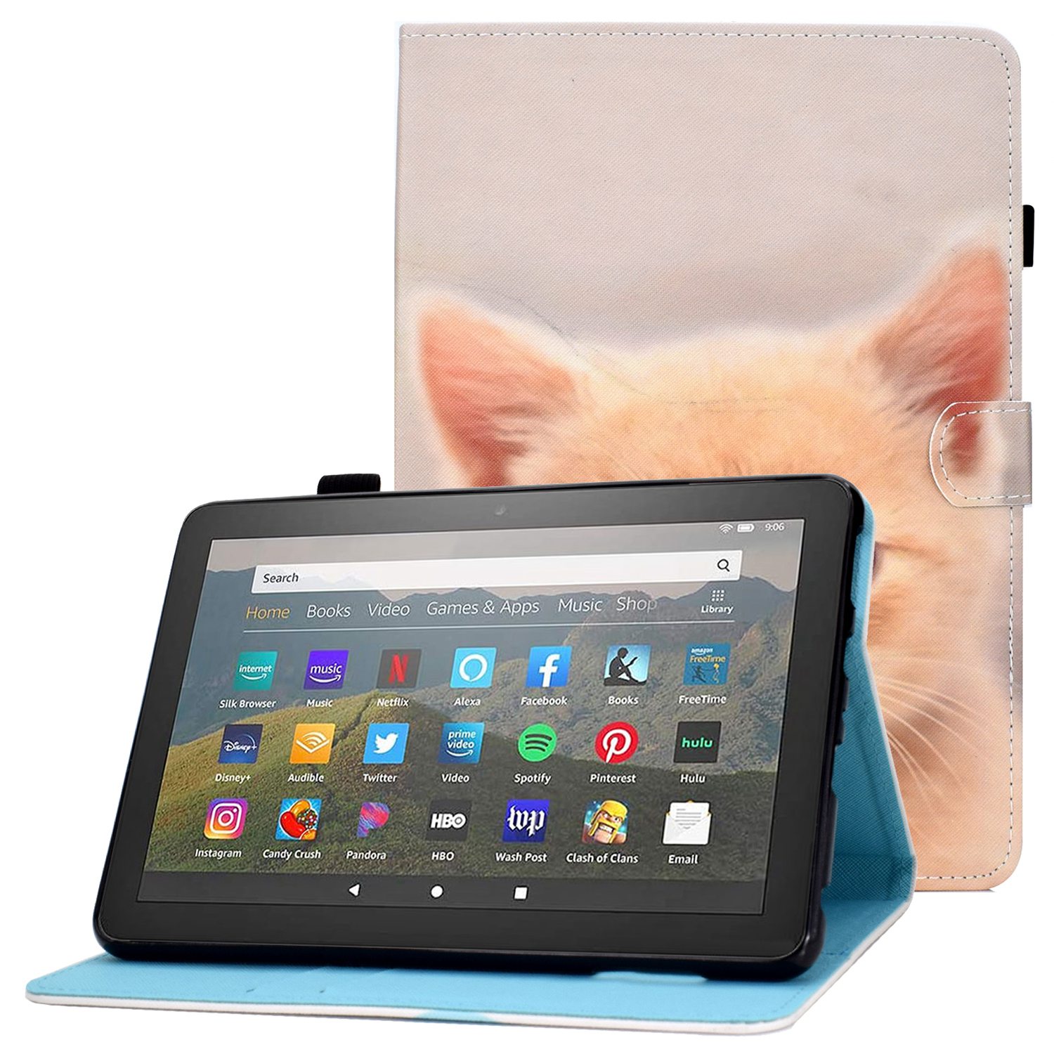 

Muster Bedruckte Ledertasche Für Amazon Kindle Fire HD 8 (2020) Schockdes Abdeckungsabdeck / Geldbörse - Katze, Amazon Fire HD 8 (2020)