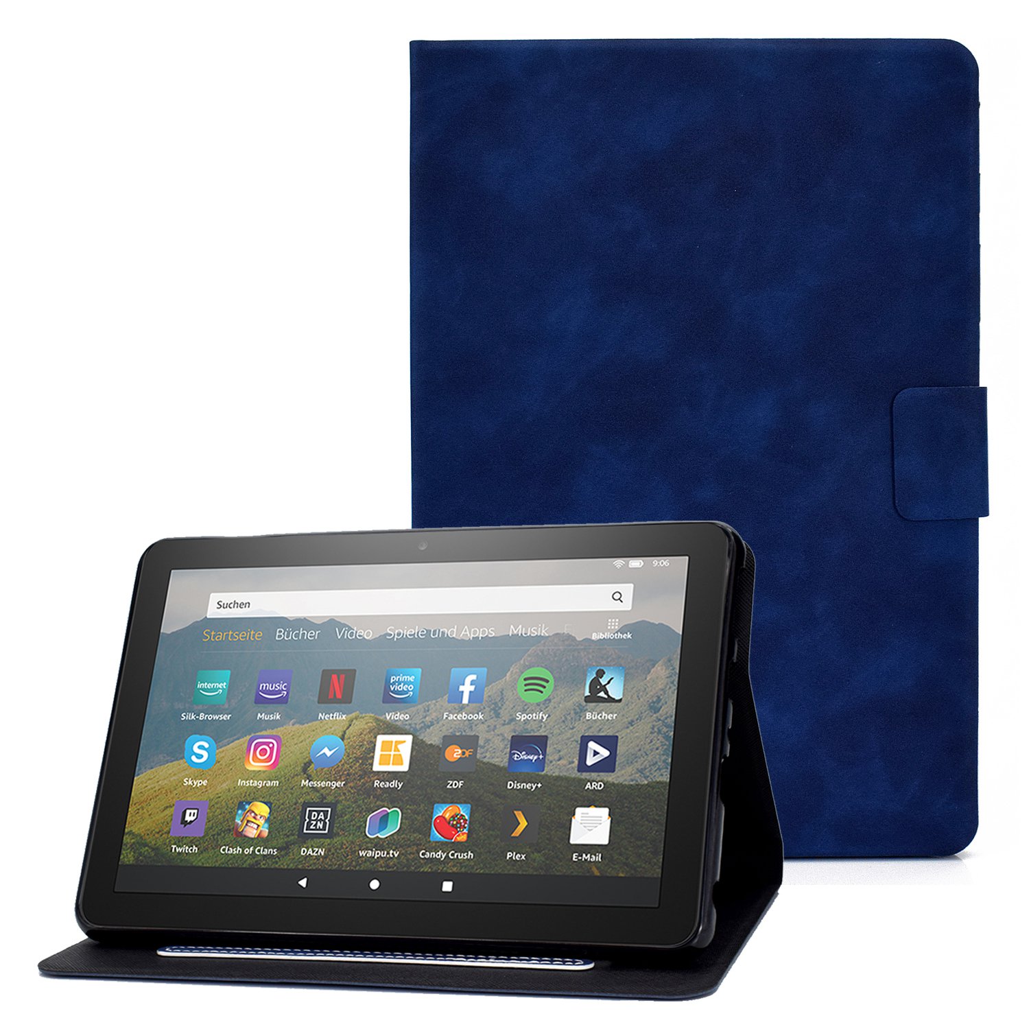 

Für Amazon Fire HD 10 Plus (2021) Cowide Textur PU Leder Tablet Hülle Stoßdicht Mit Kartenhalter Schockfest - Blau, Amazon Fire HD 10 Plus (2021)