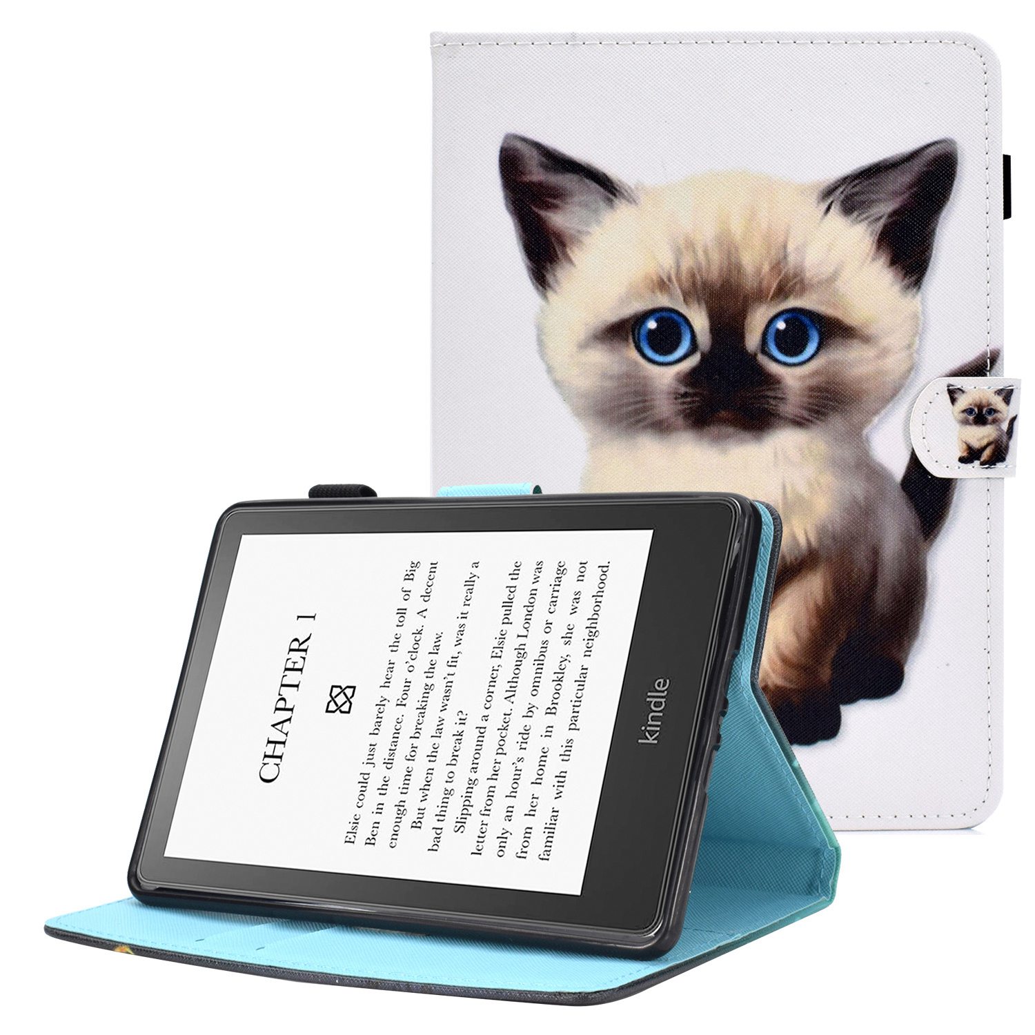 Anti-scratch Tablet Case for Amazon Kindle Paperwhite 5 (2021)  Adjustable Stand Stitching Pattern Printing PU Leather Card Holder Protective Tablet C