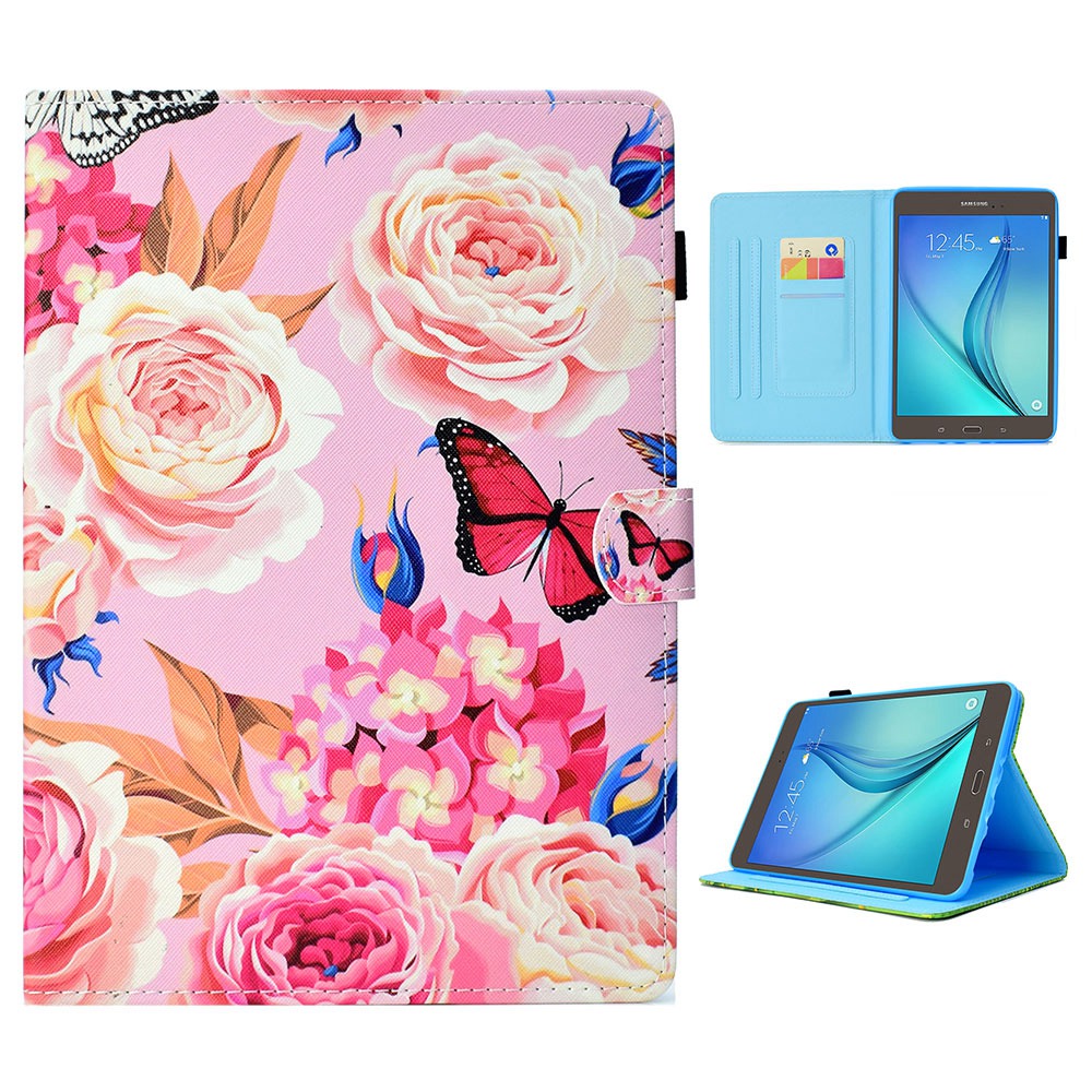 

Shockproof Case for Samsung Galaxy Tab A 8.0 SM-T350 (2015) Leather Tablet Cover Stitched Pattern Printed Magnetic Cover with Stand / Card Slots - Flower and Butterfly, Galaxy Tab A 8.0 SM-T350 (2015)