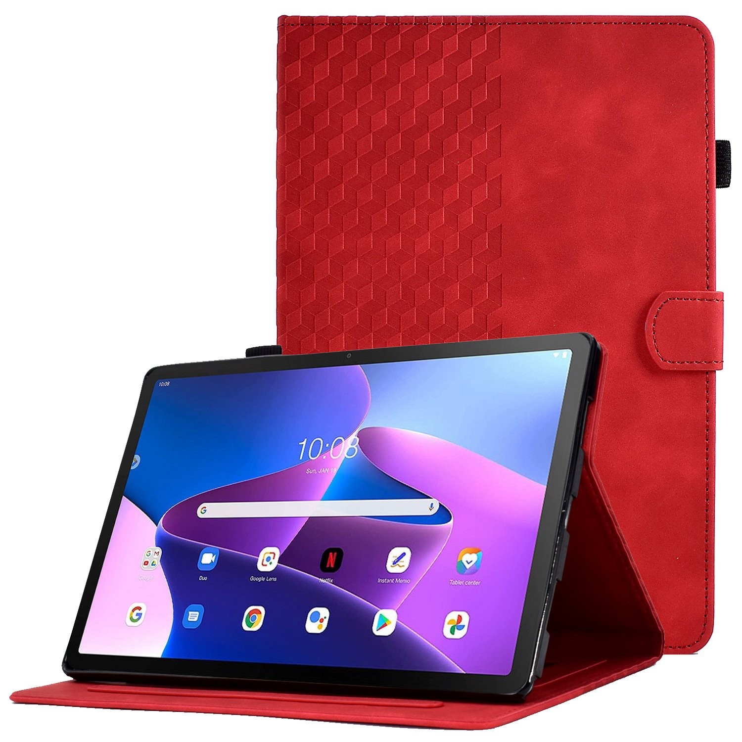 Auto Wake / Sleep Shockproof Case for Lenovo Tab M10 Plus (3rd Gen) / Xiaoxin Pad 2022 10.6 inch Pattern Imprinted Anti-Drop Cover Solid Color Stitchi