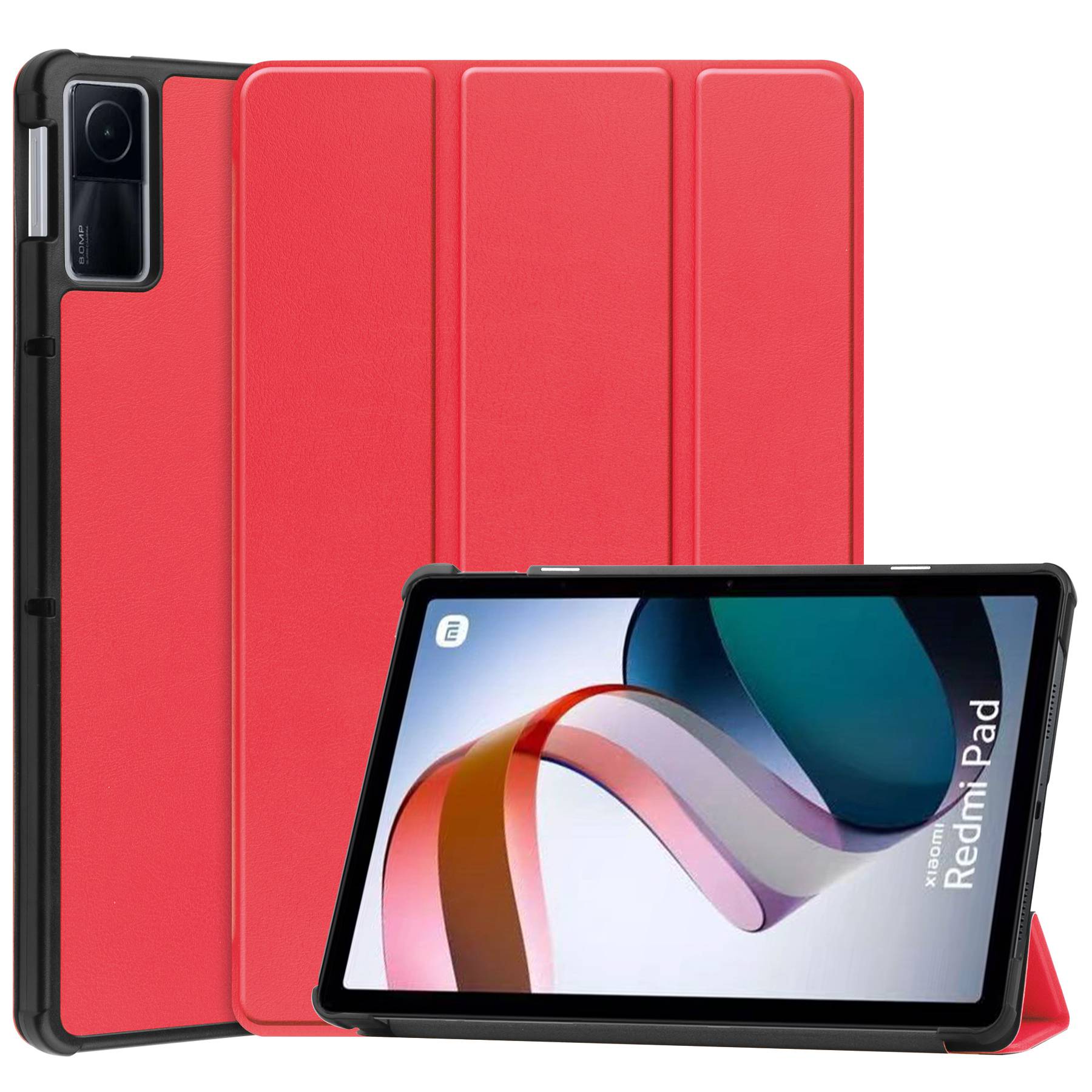 

Für Xiaomi Redmi Pad PU Leder Trifold Stand Cover Auto Sleep / Wake -schutzhülle - Rot, Xiaomi Redmi Pad