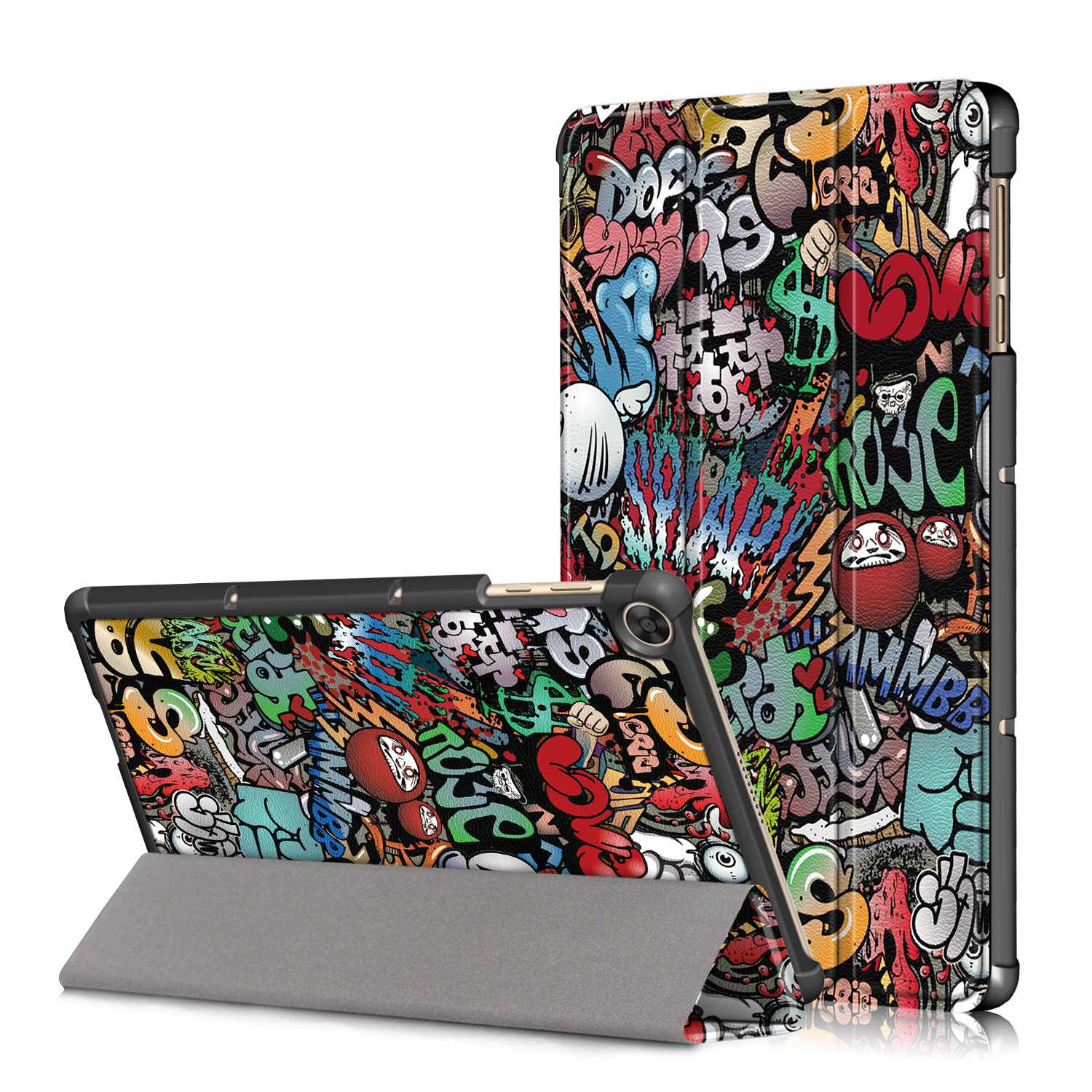 

Für Ehrenpad X8 / X8 Lite / Huawei Matepad T 10 Musterdruck PU Leder Trifold Stand Cover Fall-sicht Tablet Schutzhülle - Graffiti, Honor Pad X8