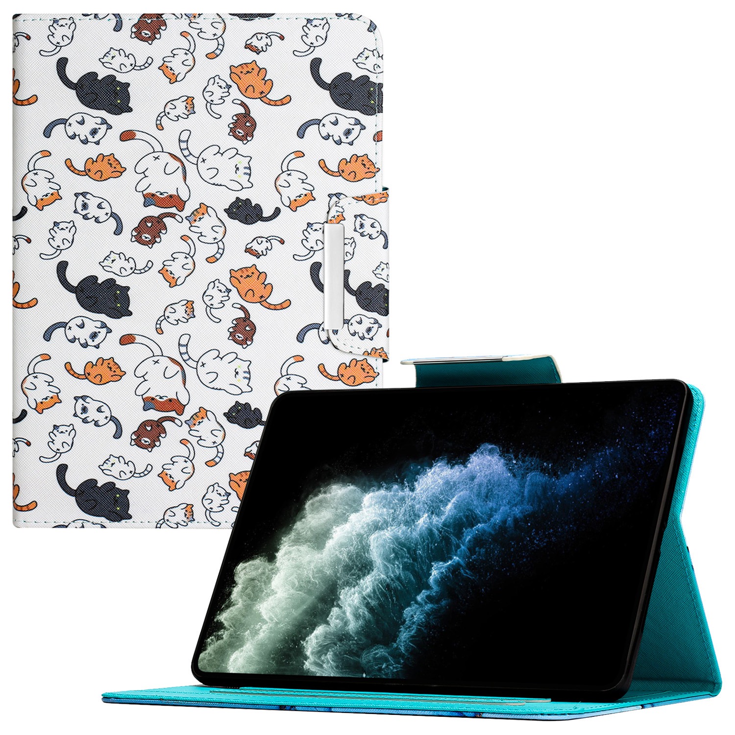 

Musterdruck PU Leder Hülle Für Lenovo Pad Pro 2022 Cross Textur Anti-rutsch-tablet-hülle Stehlblatt Folio Cover Mit Kartenhalter - Katzen, Lenovo Pad Pro 2022