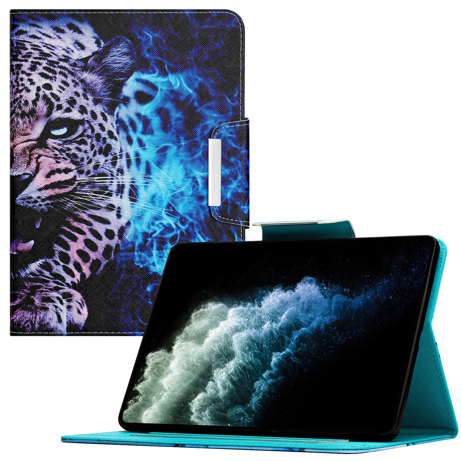 

Musterdruck PU Leder Hülle Für Lenovo Pad Pro 2022 Cross Textur Anti-rutsch-tablet-hülle Stehlblatt Folio Cover Mit Kartenhalter - Blue Leopard, Lenovo Pad Pro 2022