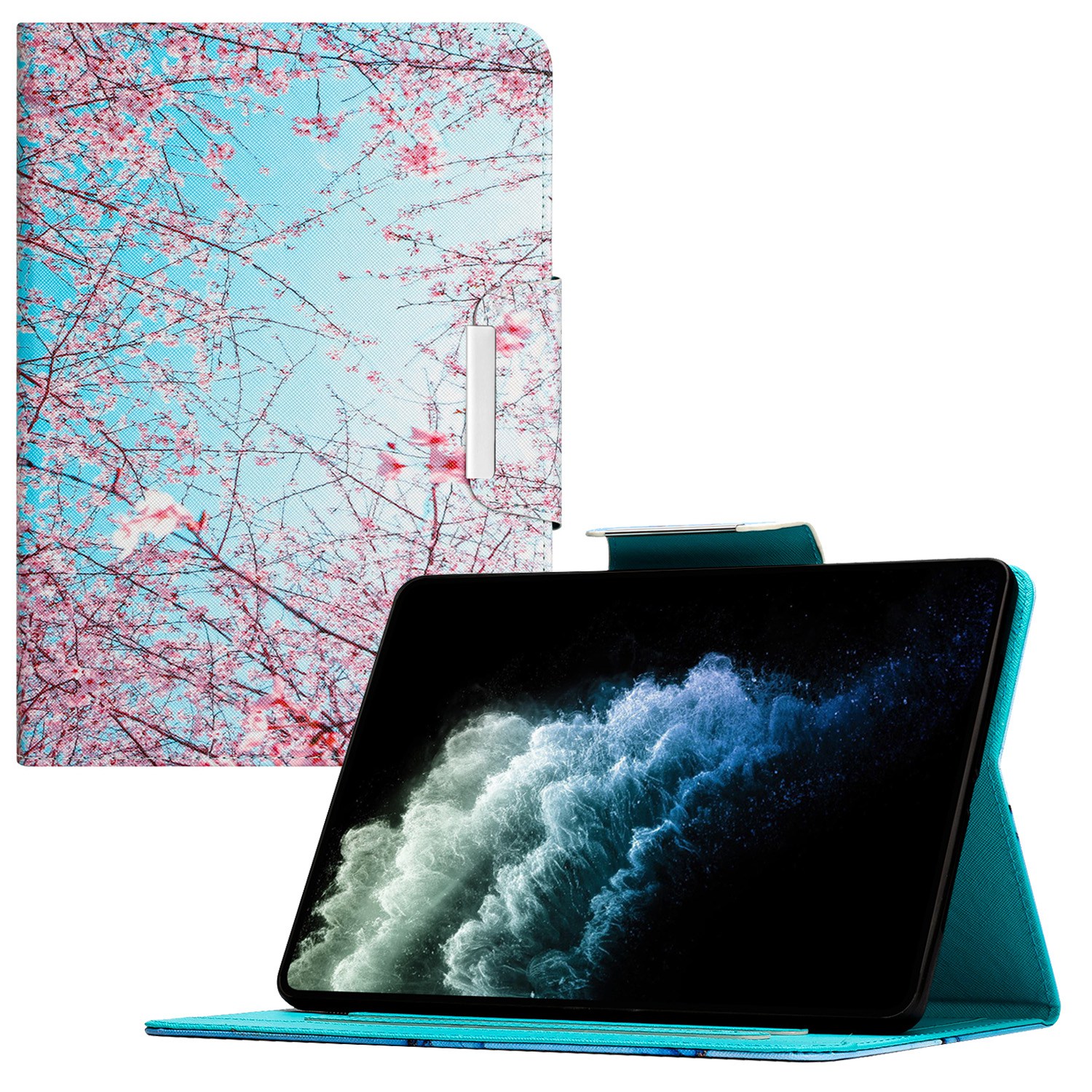 

Für Huawei Matepad Pro 11 (2022) Anti-schlupf-streifen Stand Cover Cross Textur PU Leder-karten-slots Muster Drucktablette Hülle - Sakura, Huawei MatePad Pro 11 (2022)