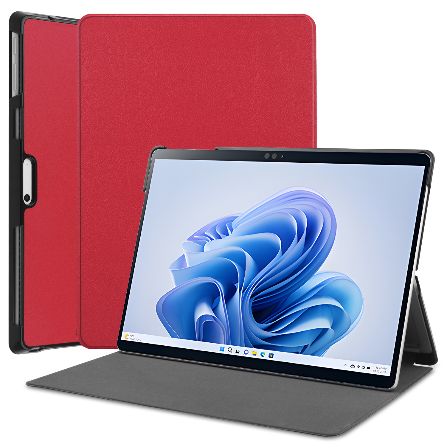 

Für Microsoft Surface Pro 9 PU Leder Faltbarer Standabdeckung Voller Schutzschutzgehäuse - Rot, Microsoft Surface Pro 9