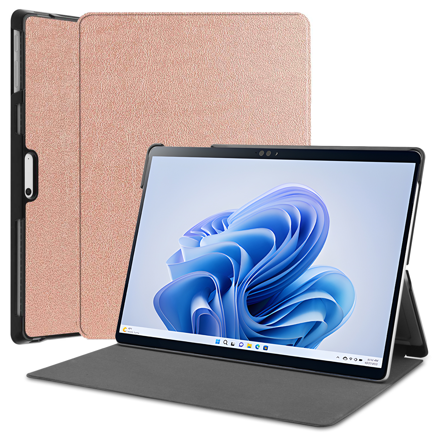 

Für Microsoft Surface Pro 9 PU Leder Faltbarer Standabdeckung Voller Schutzschutzgehäuse - Roségold, Microsoft Surface Pro 9