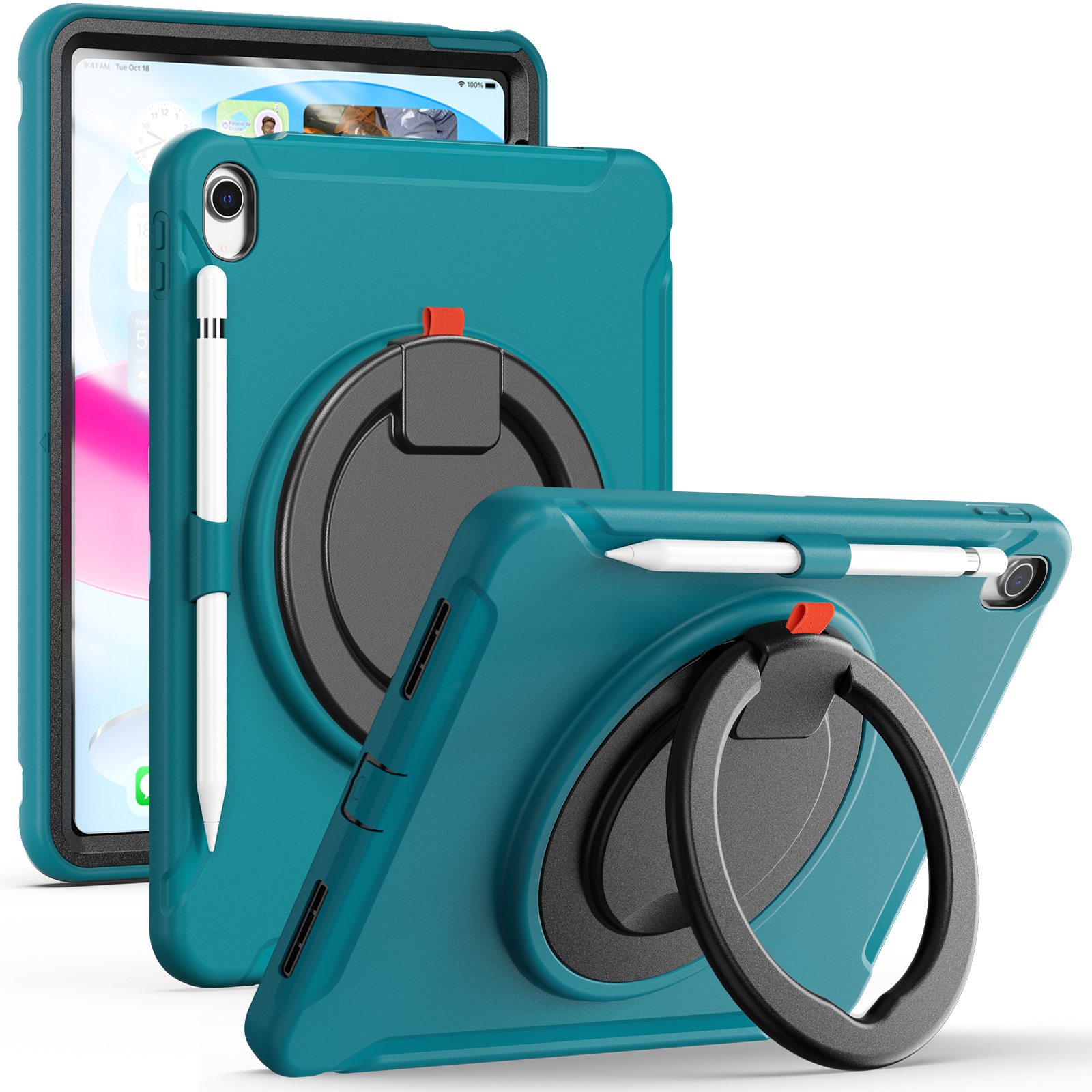 

Für Das Ipad 10.9 (2022) 360 Grad Rotary Kickstand Handel Tablet Case PC + TPU Hybridschutzschutzschale - Blau, iPad 10.9 (2022)