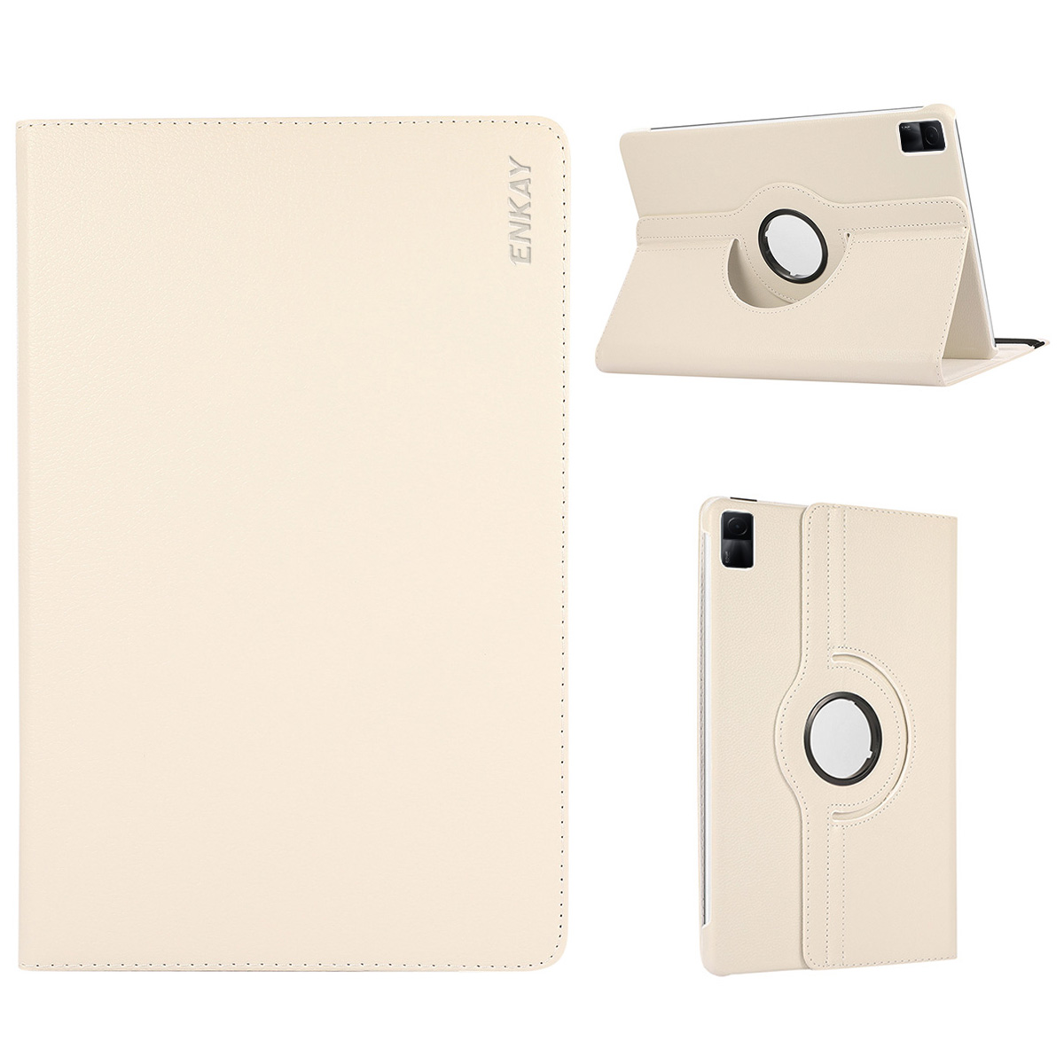 

Enkay Für Xiaomi Redmi Pad Litchi Textur 360 Grad Rotierender Stand Tablet Case Auto Schlaf / Wake -funktion PU Leder + PC -abdeckung - Weiß, Xiaomi Redmi Pad
